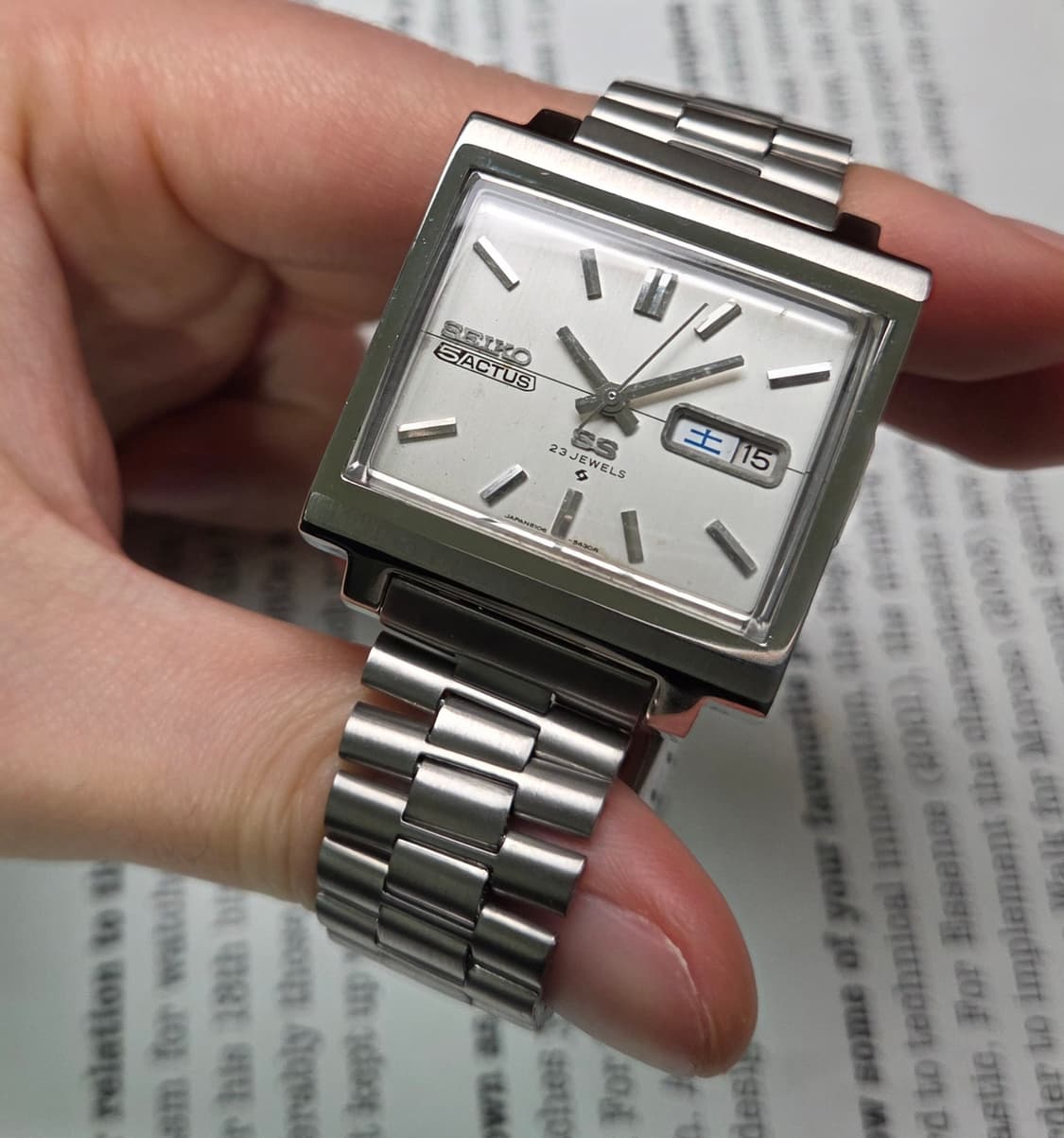 빈티지 세이코 액투스SS 순정 화이트실버 한자 데이데이트 오토매틱 상품이미지3