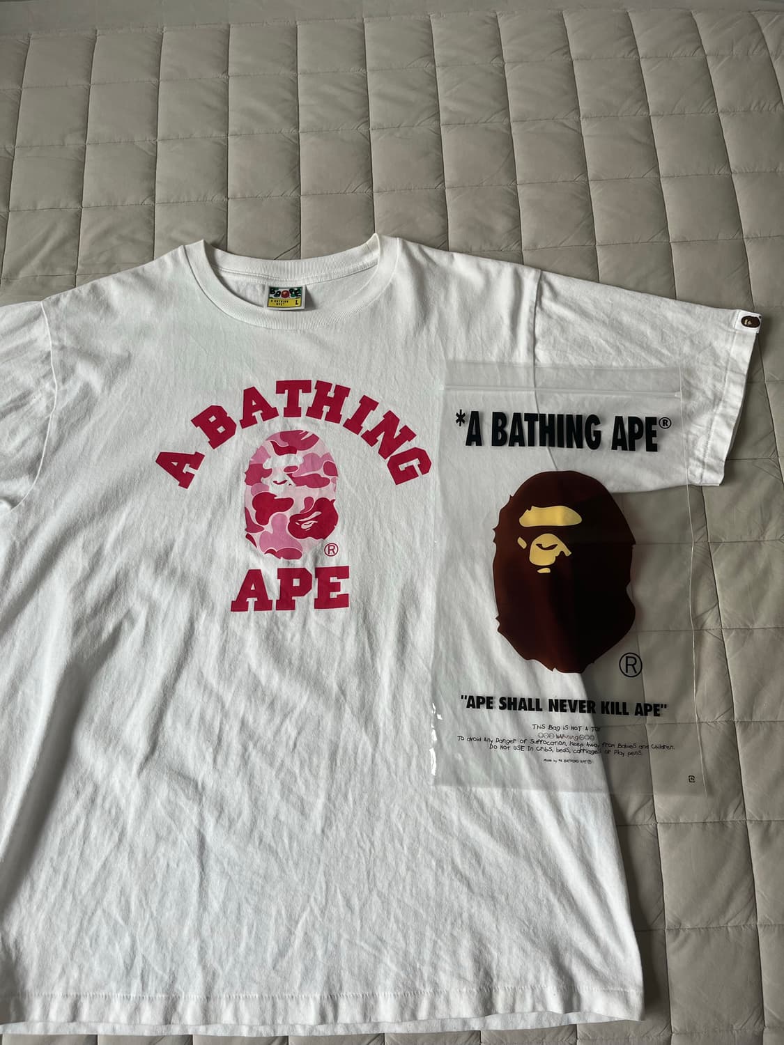 [BAPE] ABC 카모 컬리지 반팔 티셔츠 핑크 L 팔아요! 상품이미지3
