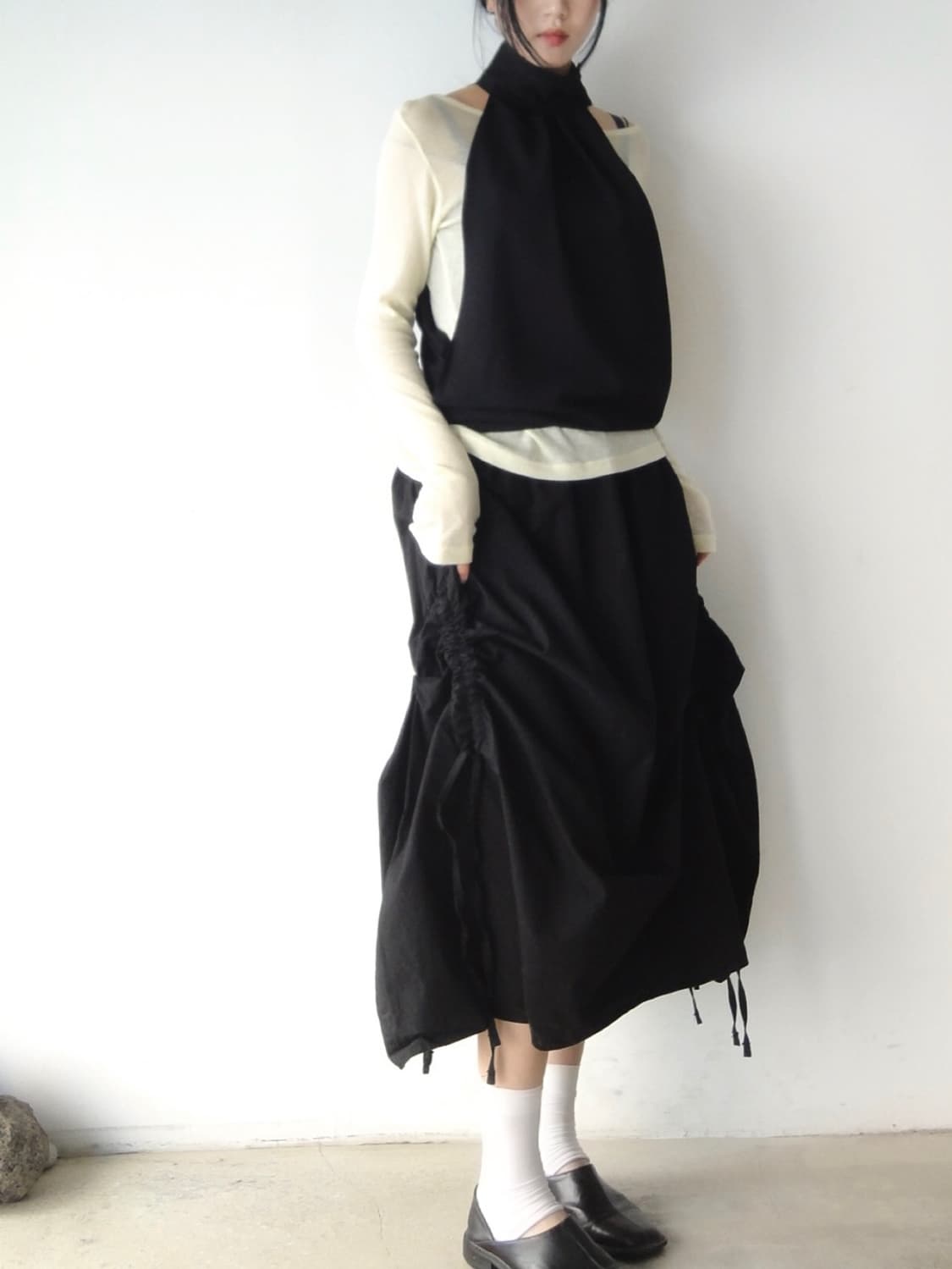 Shrring variation pumpkin skirt / black 상품이미지7