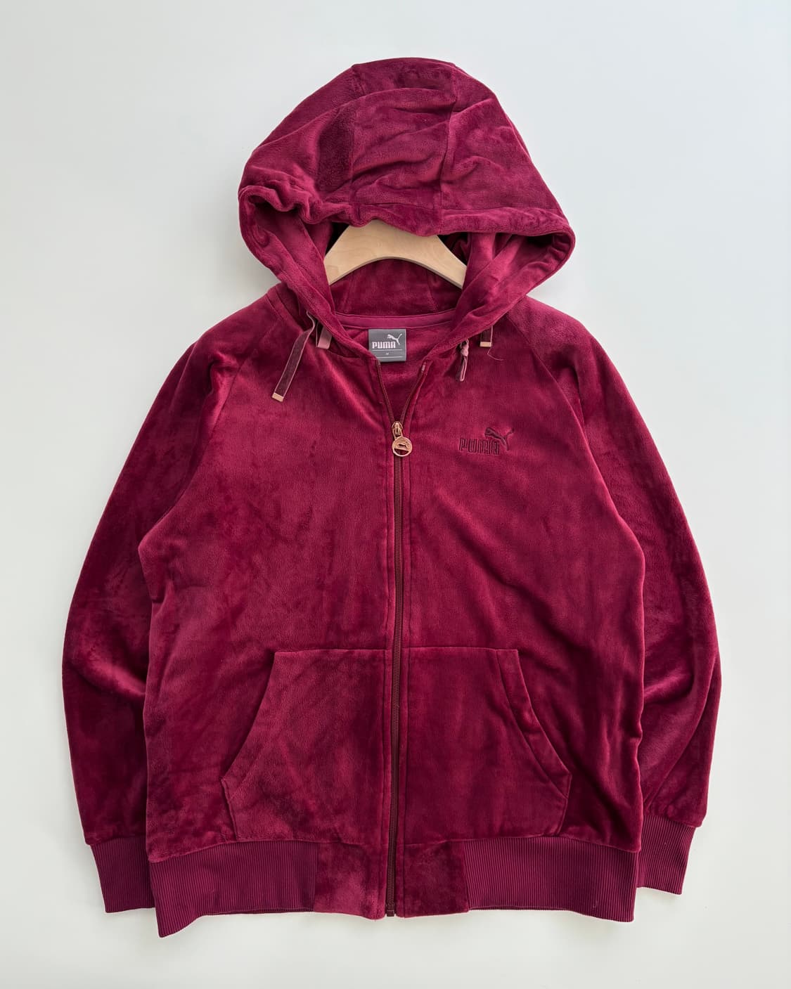 Puma 퓨마 버건디컬러 벨벳 후드집업 상품이미지3