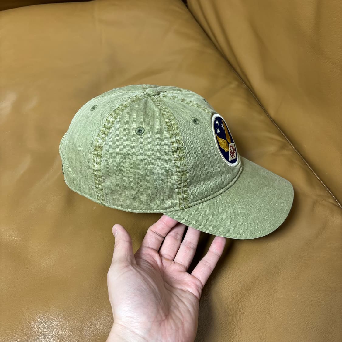 RRL 더블알엘 랄프로렌 폴로 윙로고 6패널 볼캡 모자 워시드 카키 상품이미지3