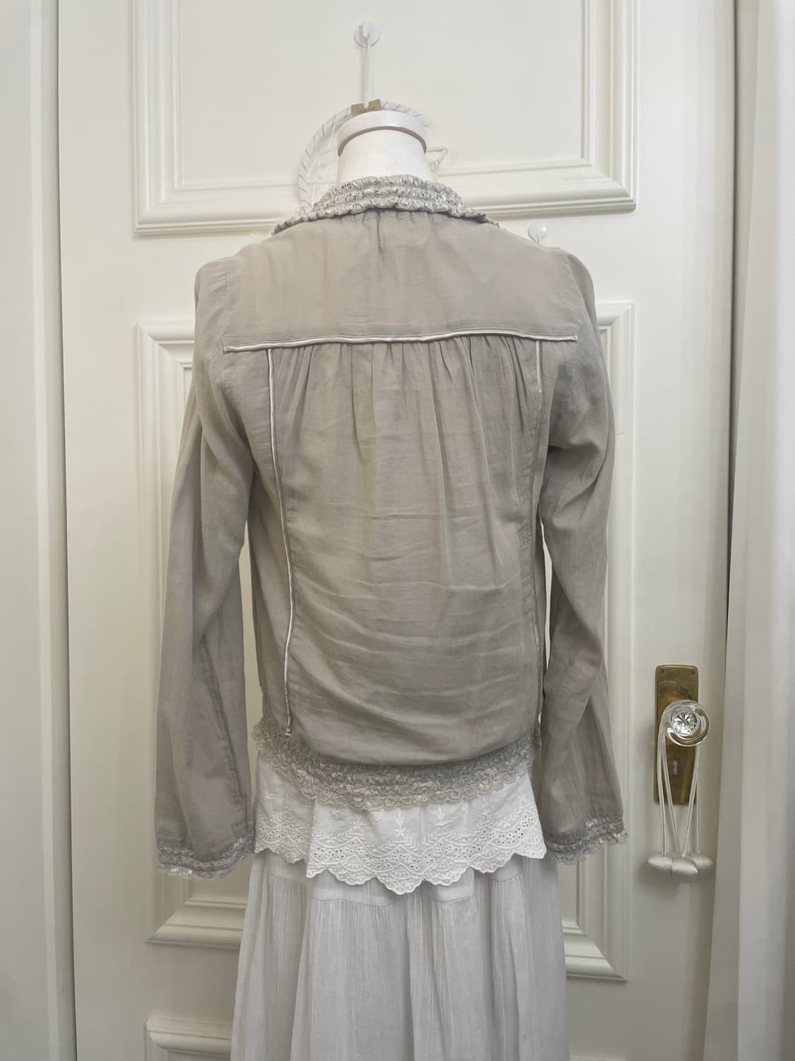 khakigray lace shirring fairy jacket 상품이미지5