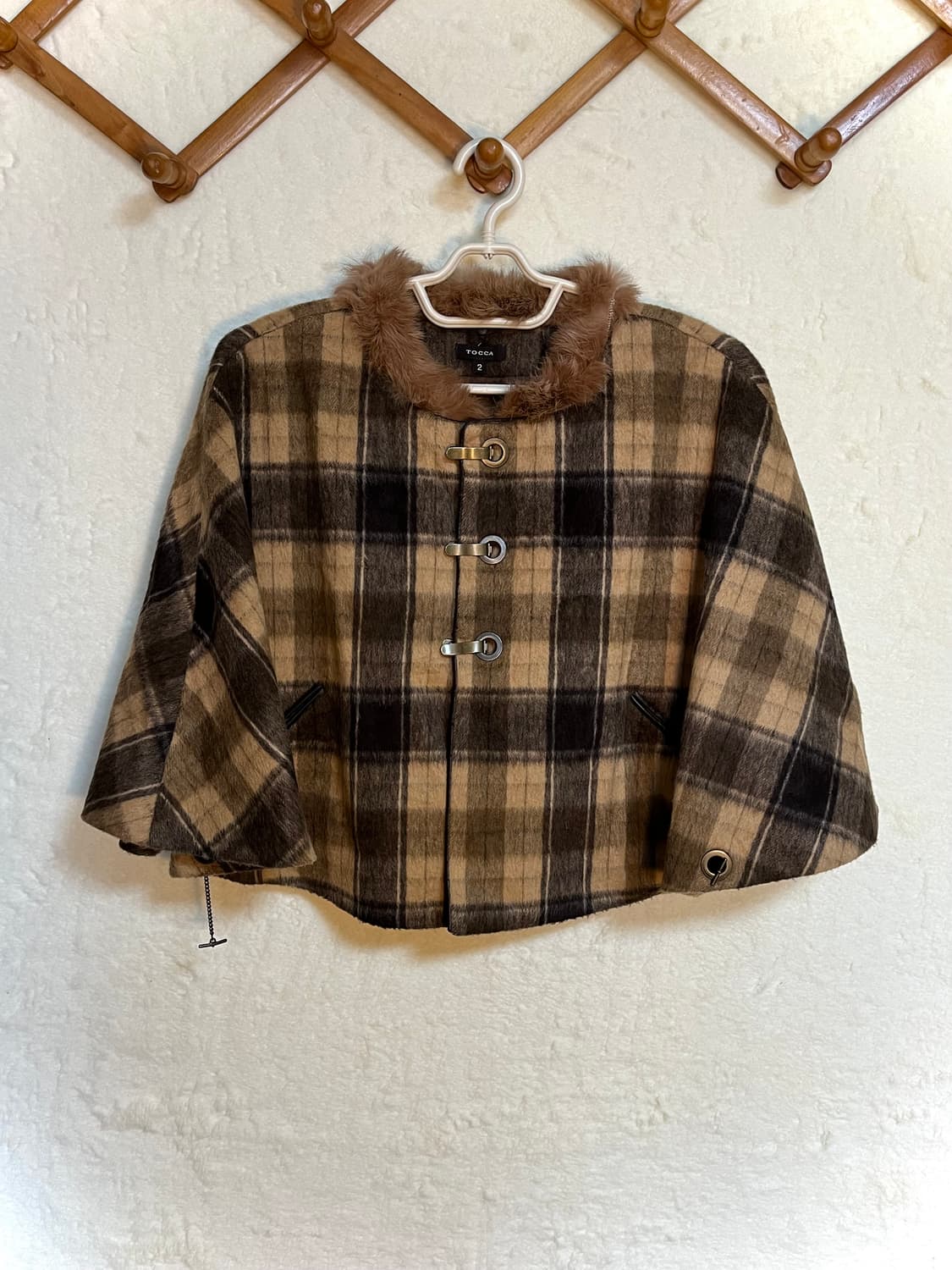 빈티지 TOCCA 체크 케이프 코트 아우터 상품이미지1