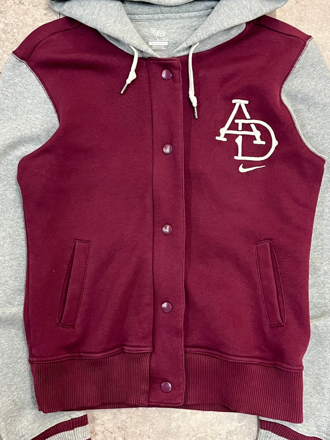 나이키 바시티 버튼 후드집업 버건디 키즈 L #csz2253 상품이미지5