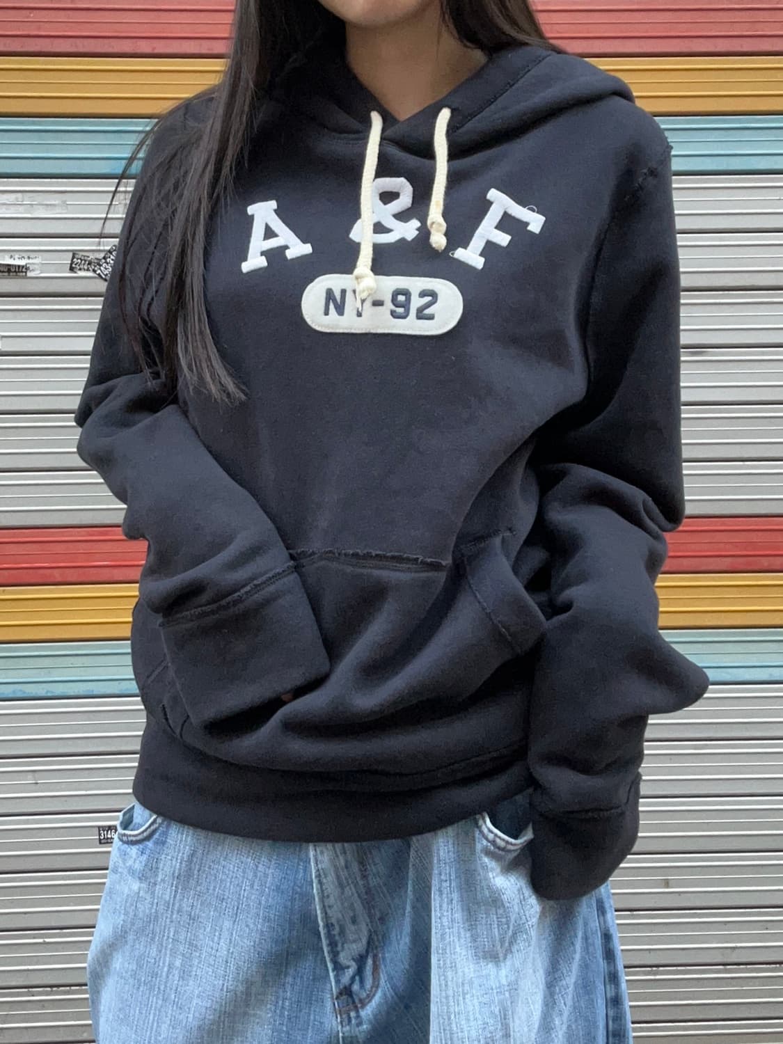 00s ABERCROMBIE 그런지 블랙 스웻 후디 상품이미지1