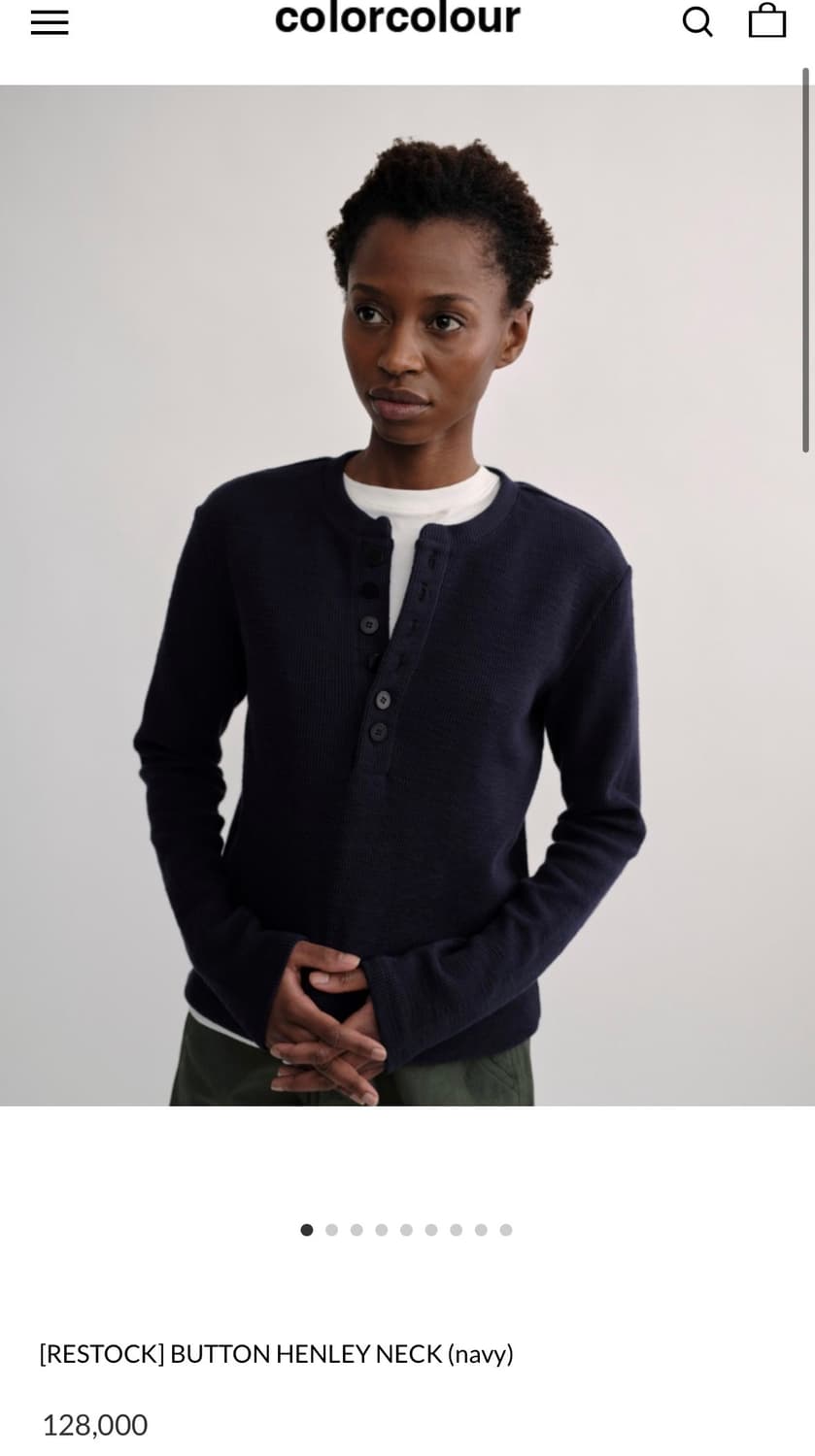 Colorcolour BUTTON HENLEY NECK NAVY 2 상품이미지1