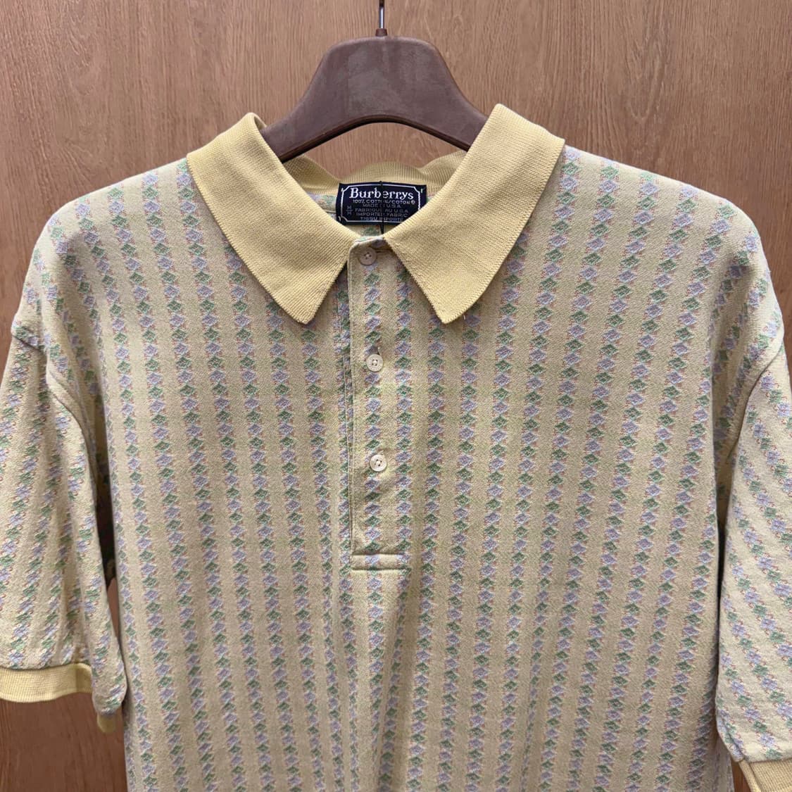 버버리 니트 PK 카라티 90s USA코튼 반팔 자카드 패턴 디테일 상품이미지4