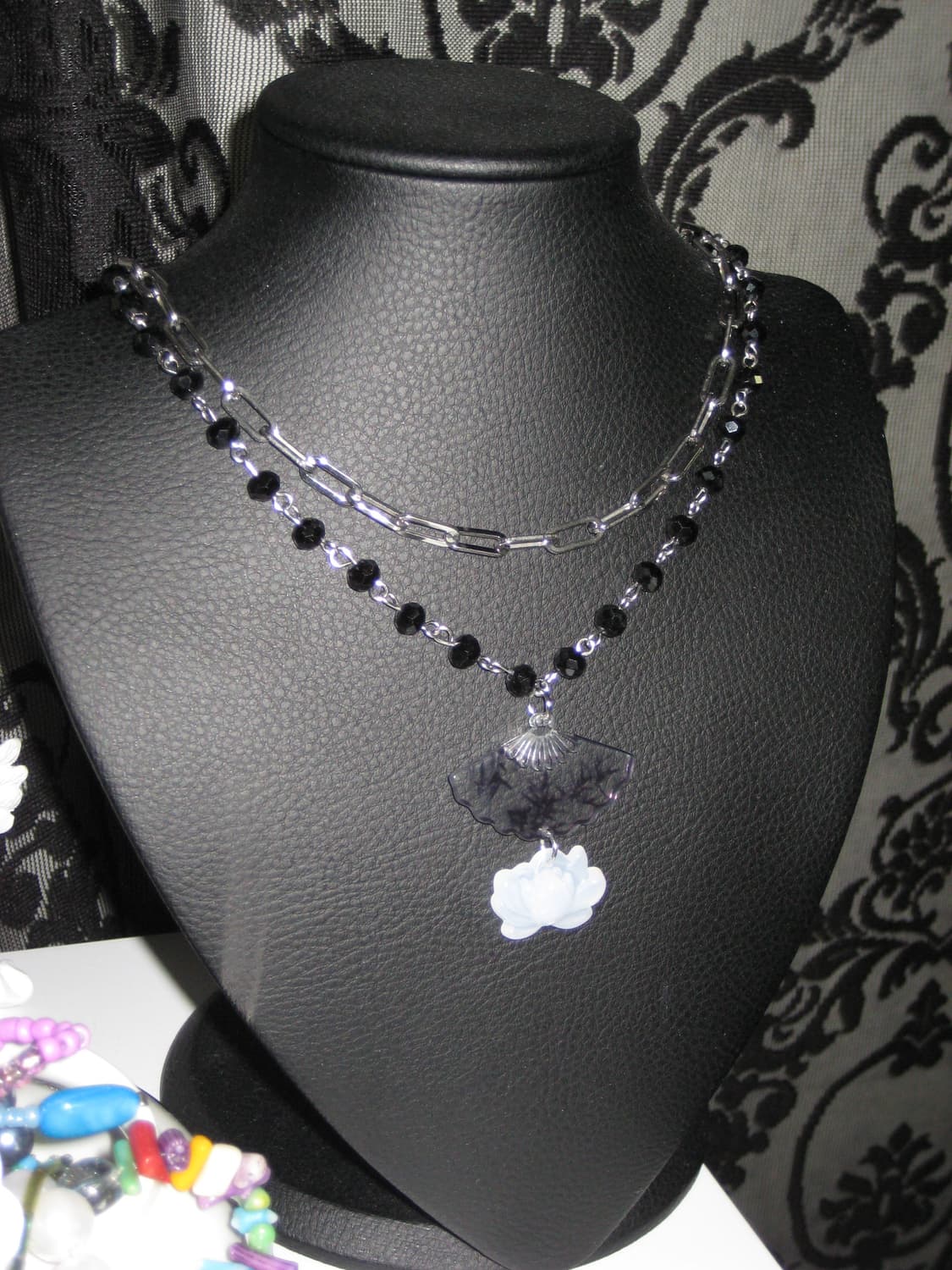 오리엔탈 부채 연꽃 동양풍 체인 목걸이 상품이미지2