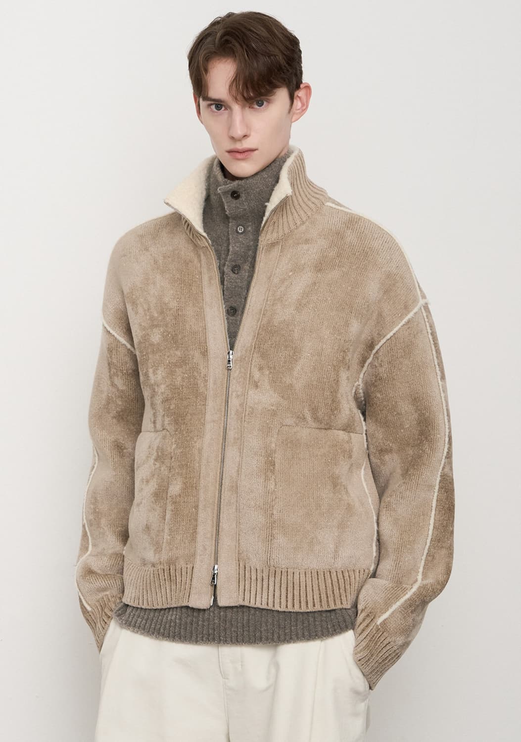 [구매] 타임옴므 / 터틀넥 투웨이 집업 니트 가디건 95 상품이미지1