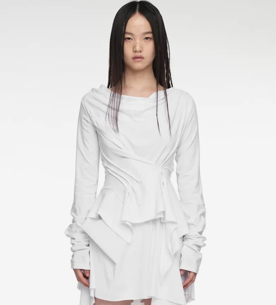 INCLINE DRAPING LONG SLEEVE IVORY 상품이미지1