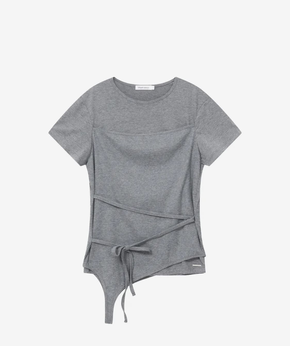 미세키서울 반팔 String layered knit top GREY 상품이미지2