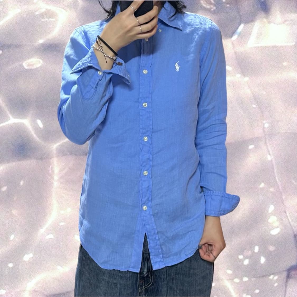 폴로 랄프로렌 신형 린넨 셔츠 스카이블루 소라 XS 상품이미지1