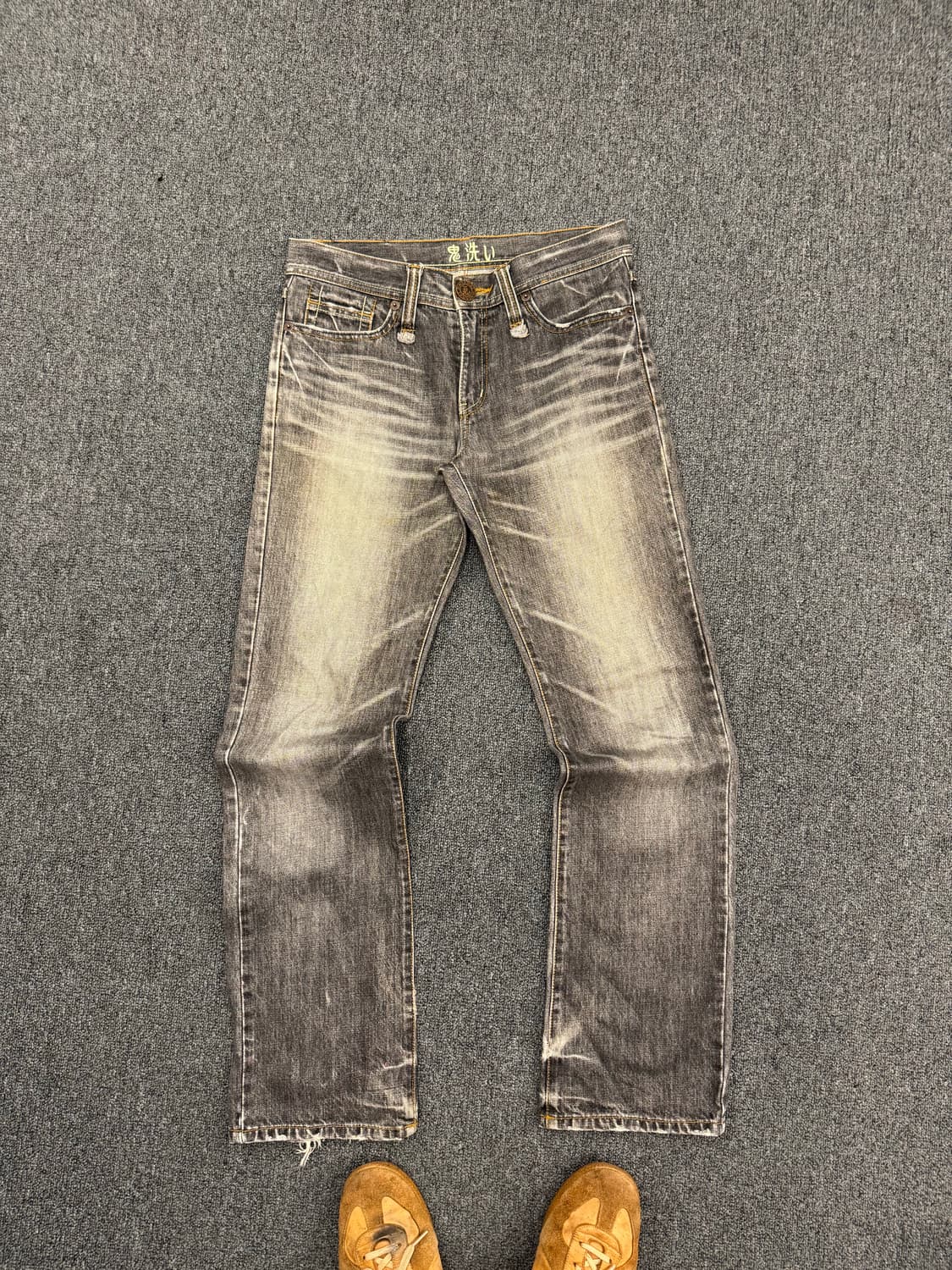Japanese vintage oniarai 포켓자수 흑청 데님팬츠 상품이미지1
