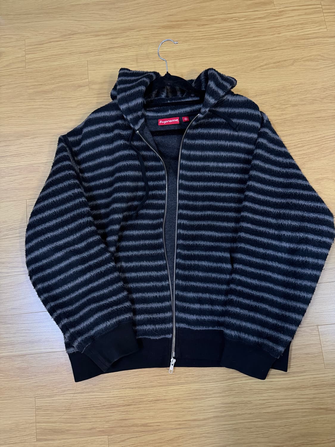 슈프림 브러쉬드 집업 후드 스웨트셔츠 블랙 S 상품이미지1