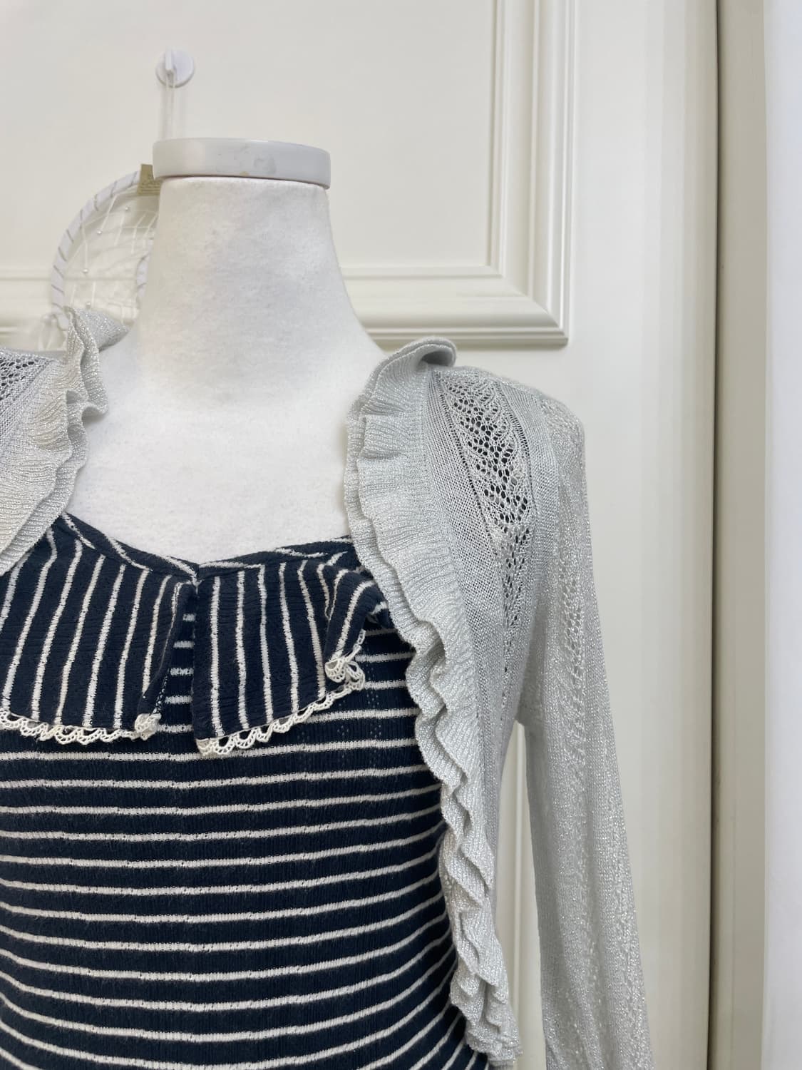 navy&gray ruffle crochet lovely mori set 상품이미지5