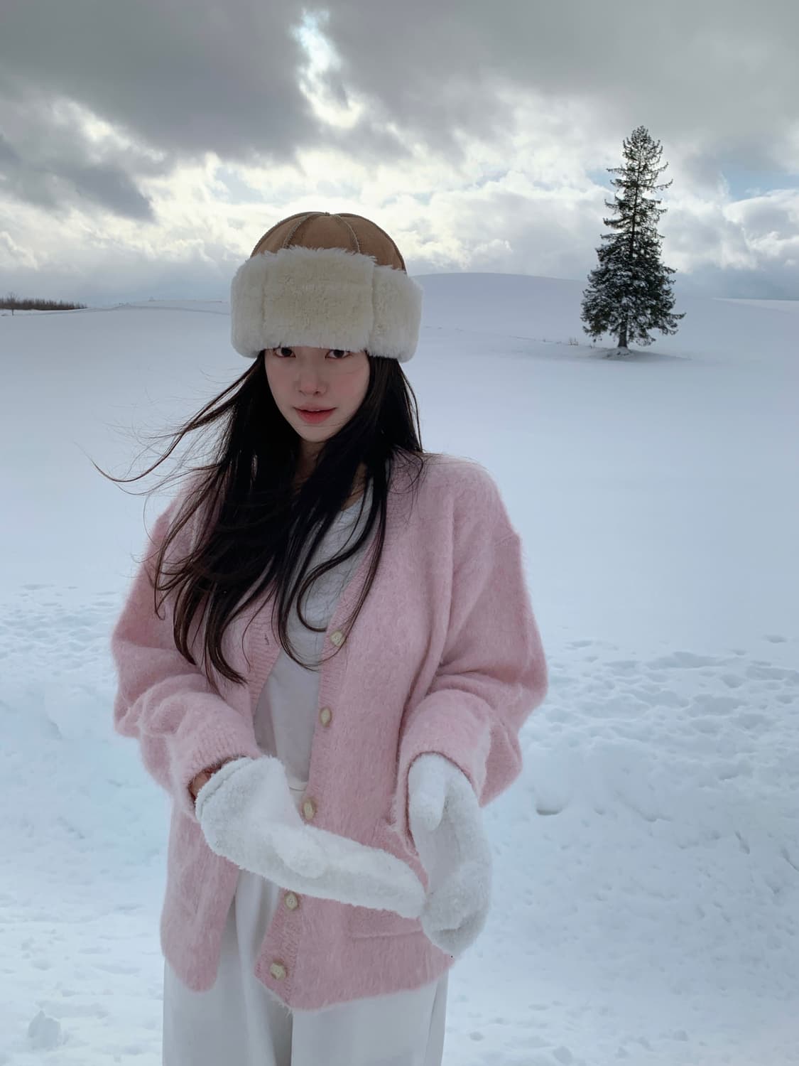 Leeds 리즈 테디 알파카 가디건(핑크) 상품이미지3