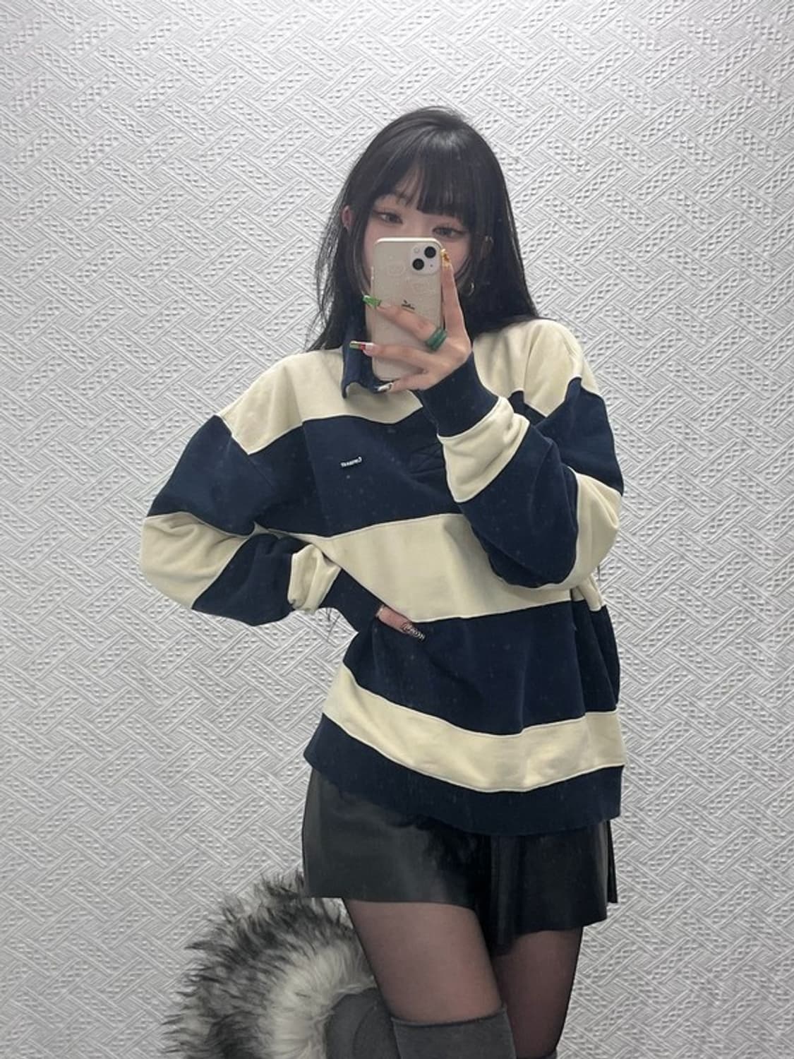 커버낫 레트로 볼드 스트라이프 럭비 카라 롱슬리브 XL C09498 상품이미지1