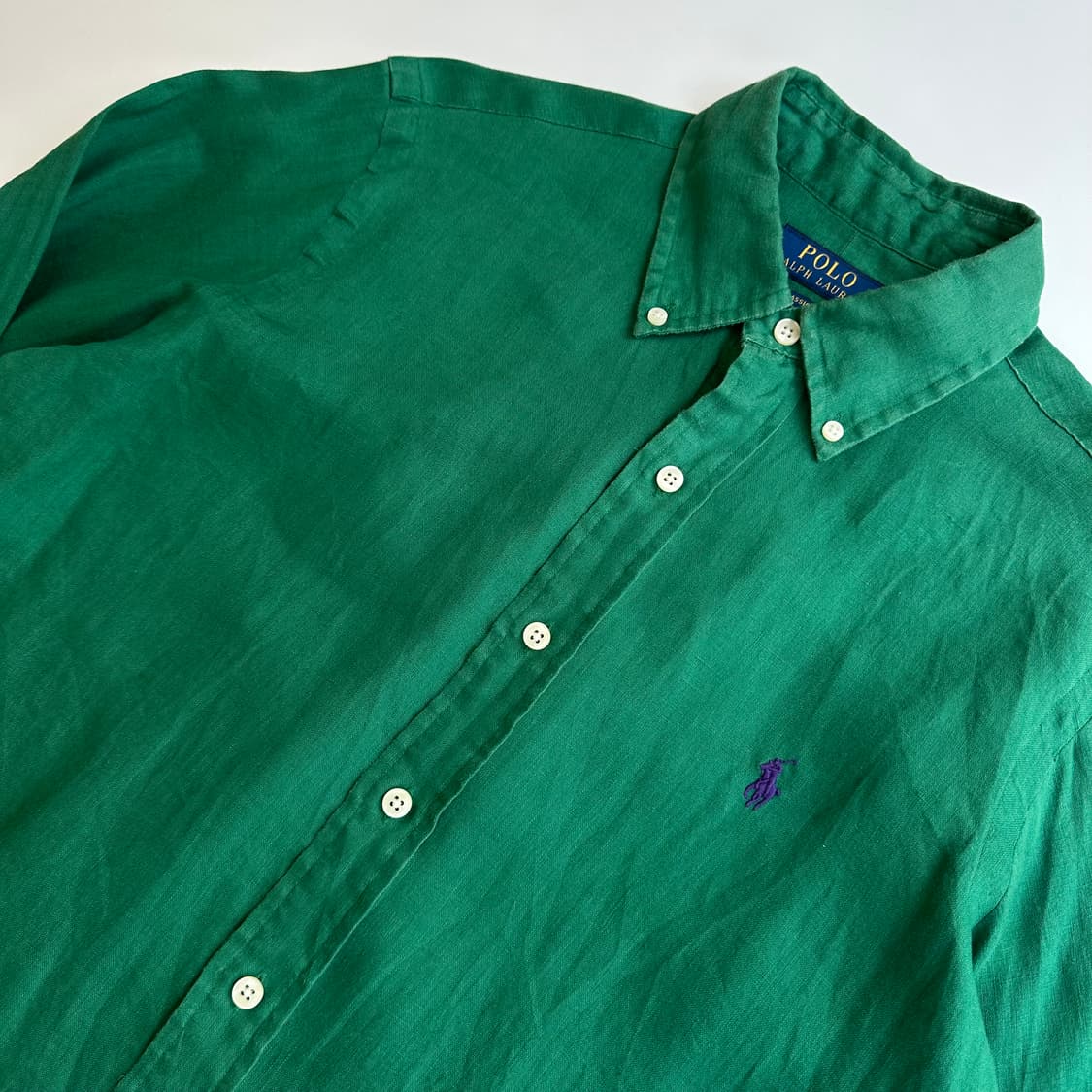 폴로 랄프로렌 현형QR 딥그린 린넨 셔츠 상품이미지1