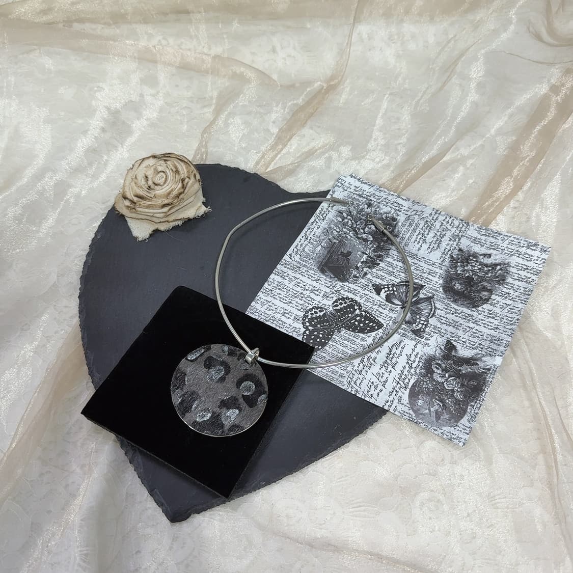 빈티지 레오바드 말털 오픈 초커 목걸이 상품이미지2