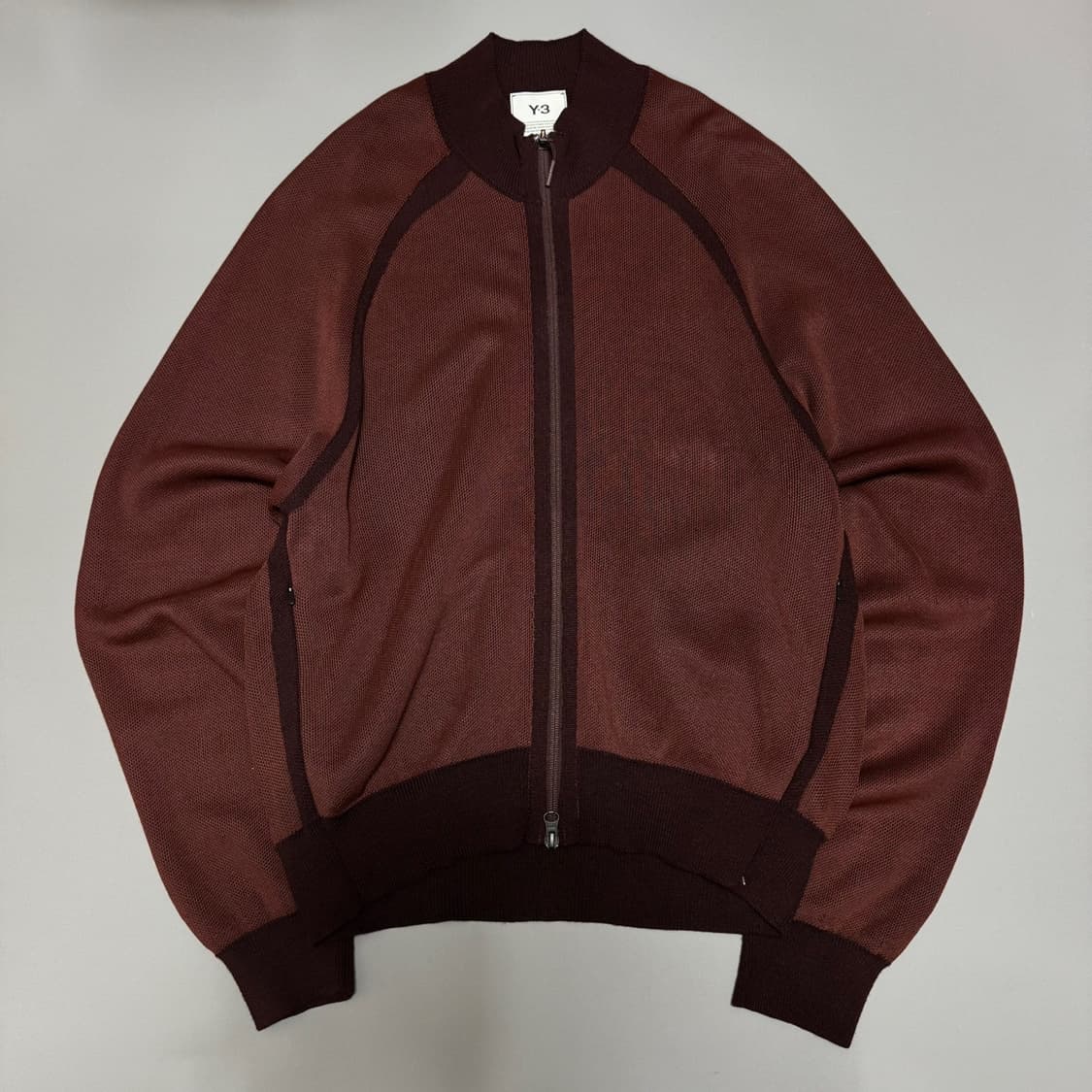 Y-3 버건디컬러 클래식 자카드 니트 쇼트 니트 집업 상품이미지7