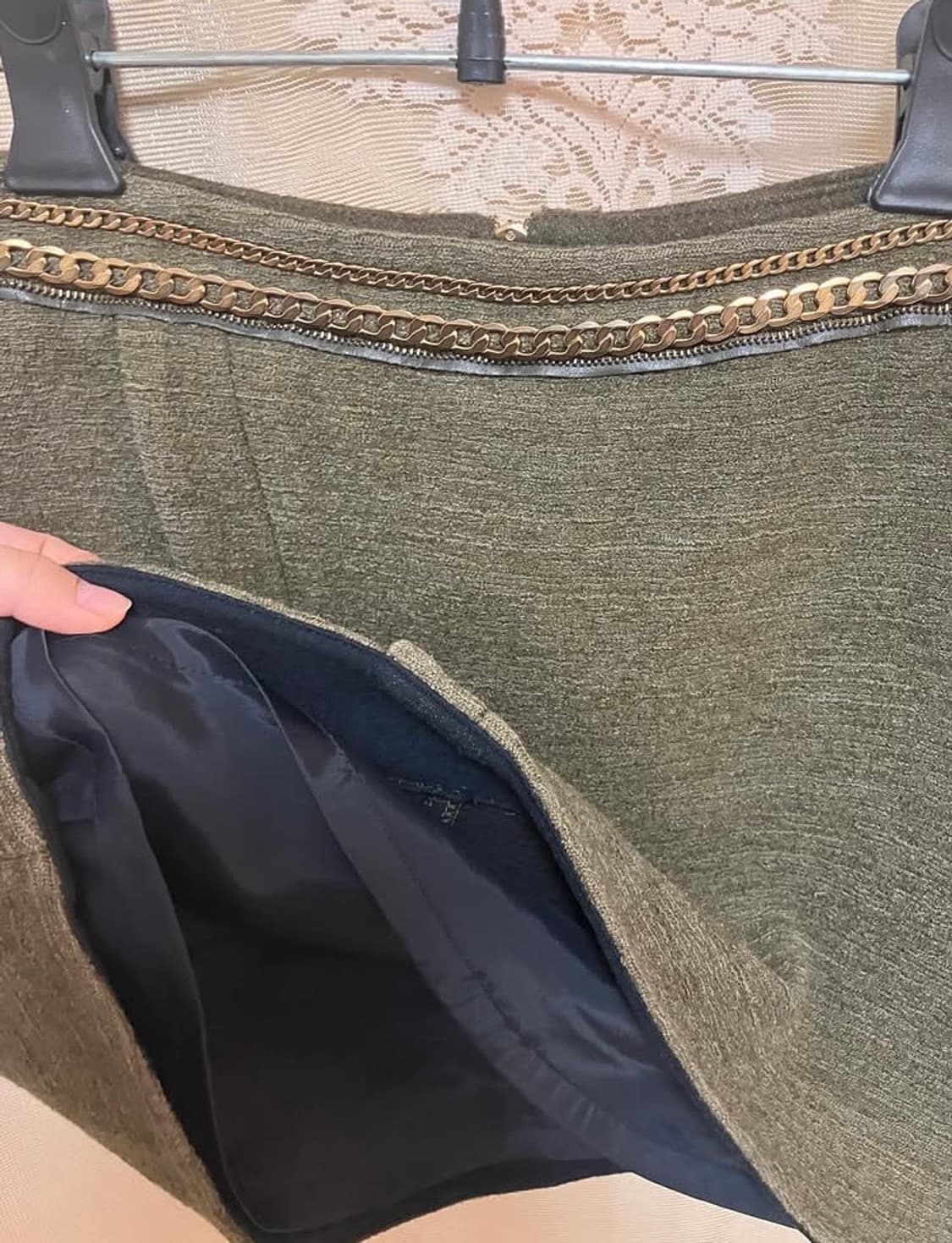 빈티지 SYSTEM 체인 딥그린 미니 스커트 상품이미지4