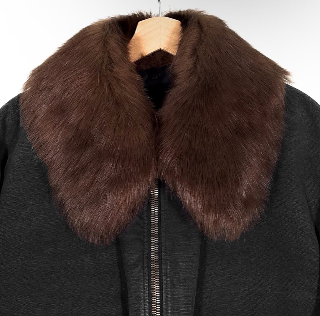 [XL] 프라다 남성 데님 시어링 봄버 트러커 블루종 자켓 칼라 블랙 상품이미지3