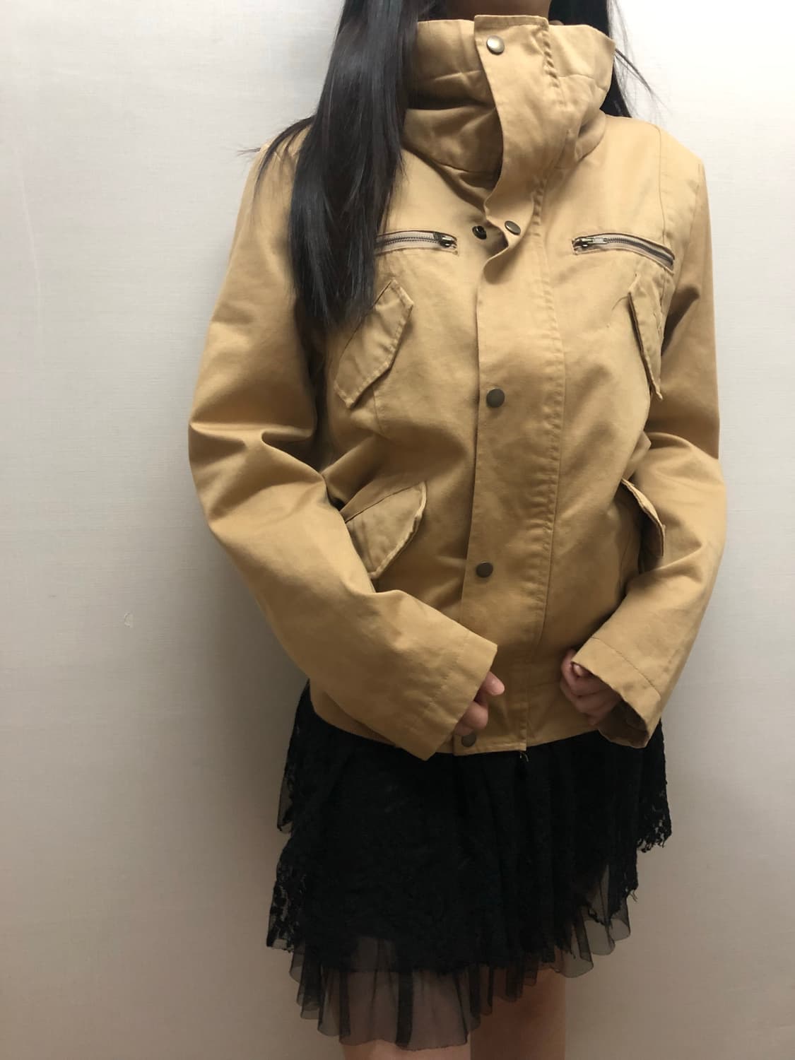 빈티지 베이지 코튼 펑크 자켓 상품이미지5