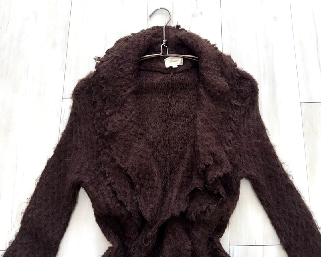 Deep Brown Fairy Wavy Wool Cardigan 상품이미지8