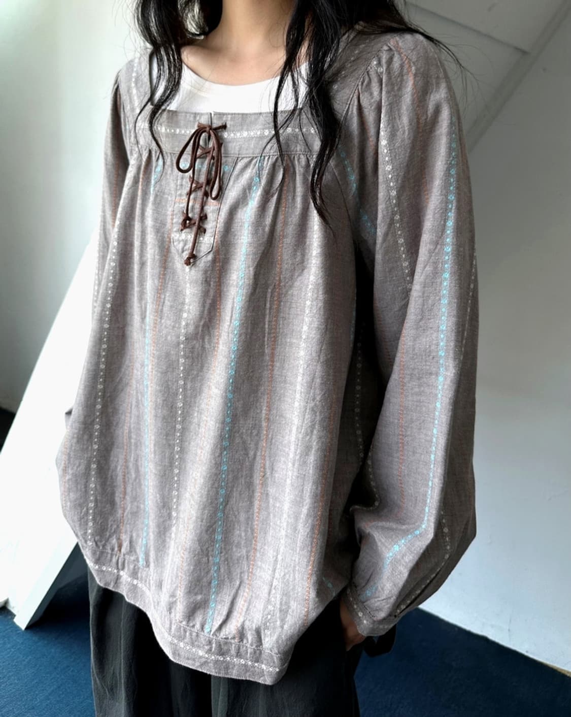 Square neck jacquard fabric string P/O 상품이미지9