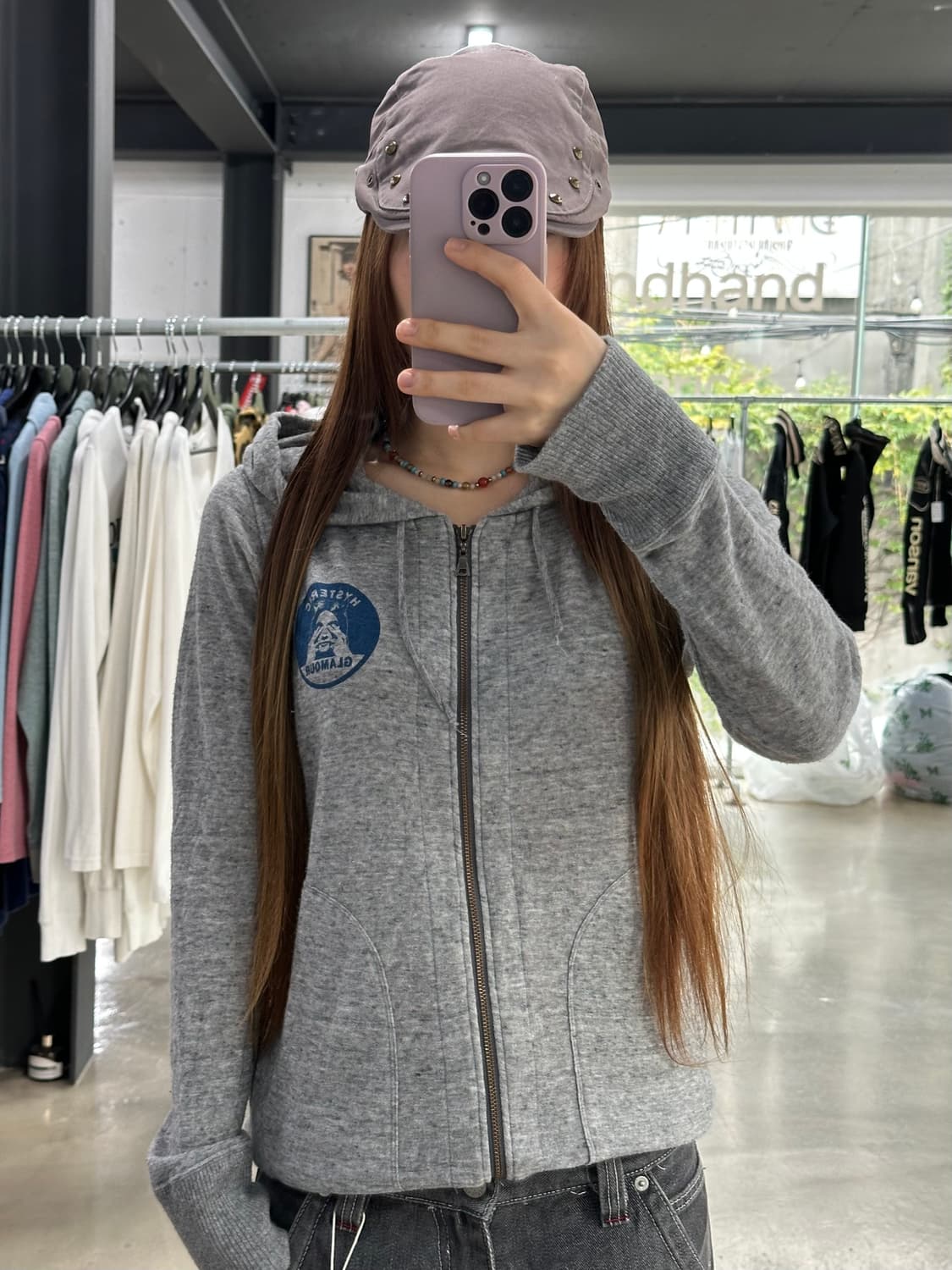 히스테릭글래머 히스걸 레터링 루즈 후드집업 상품이미지1