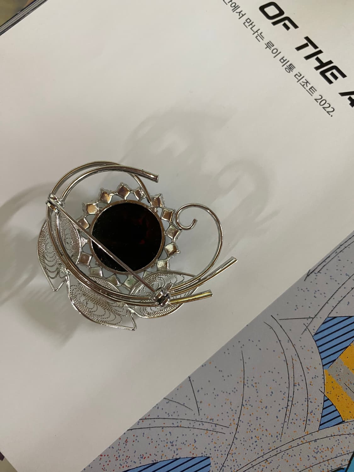 다크레드 필리그리 플라워 빈티지 브로치 상품이미지4