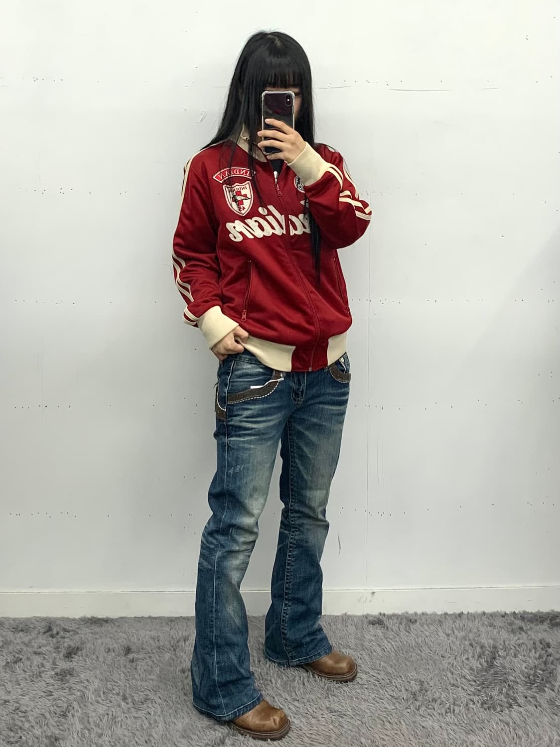 Lolita jeans 레더 디테일 로우라이즈 팬츠 상품이미지4