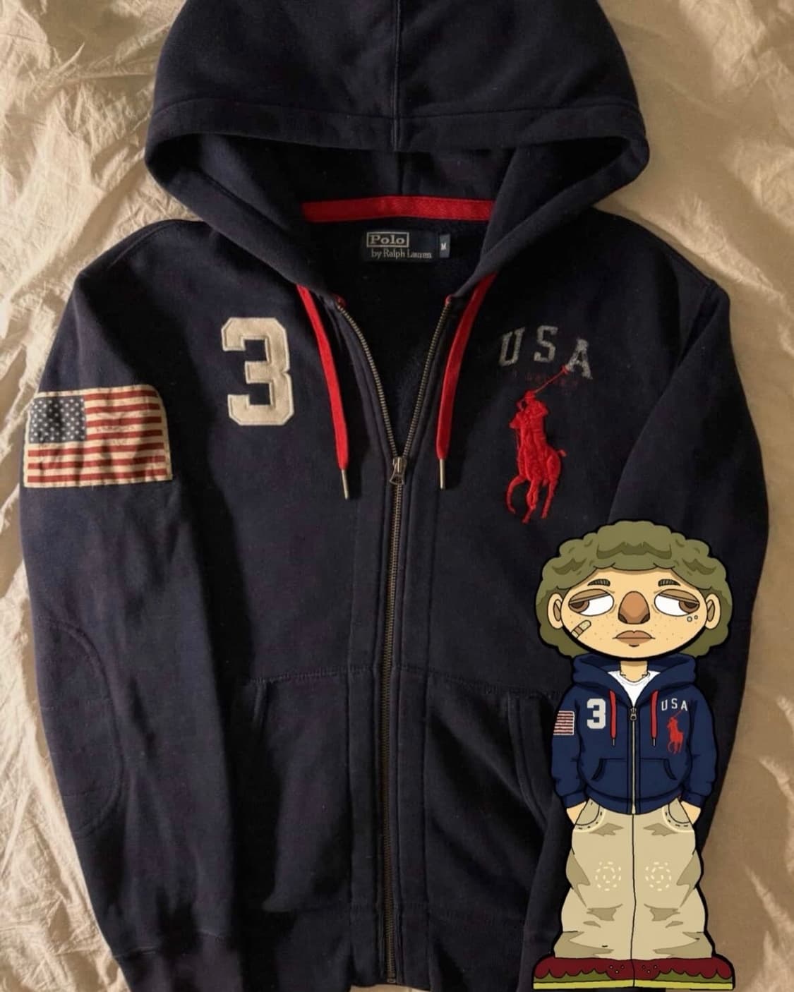 폴로 빅포니 성조기 후드집업 네이비 상품이미지2