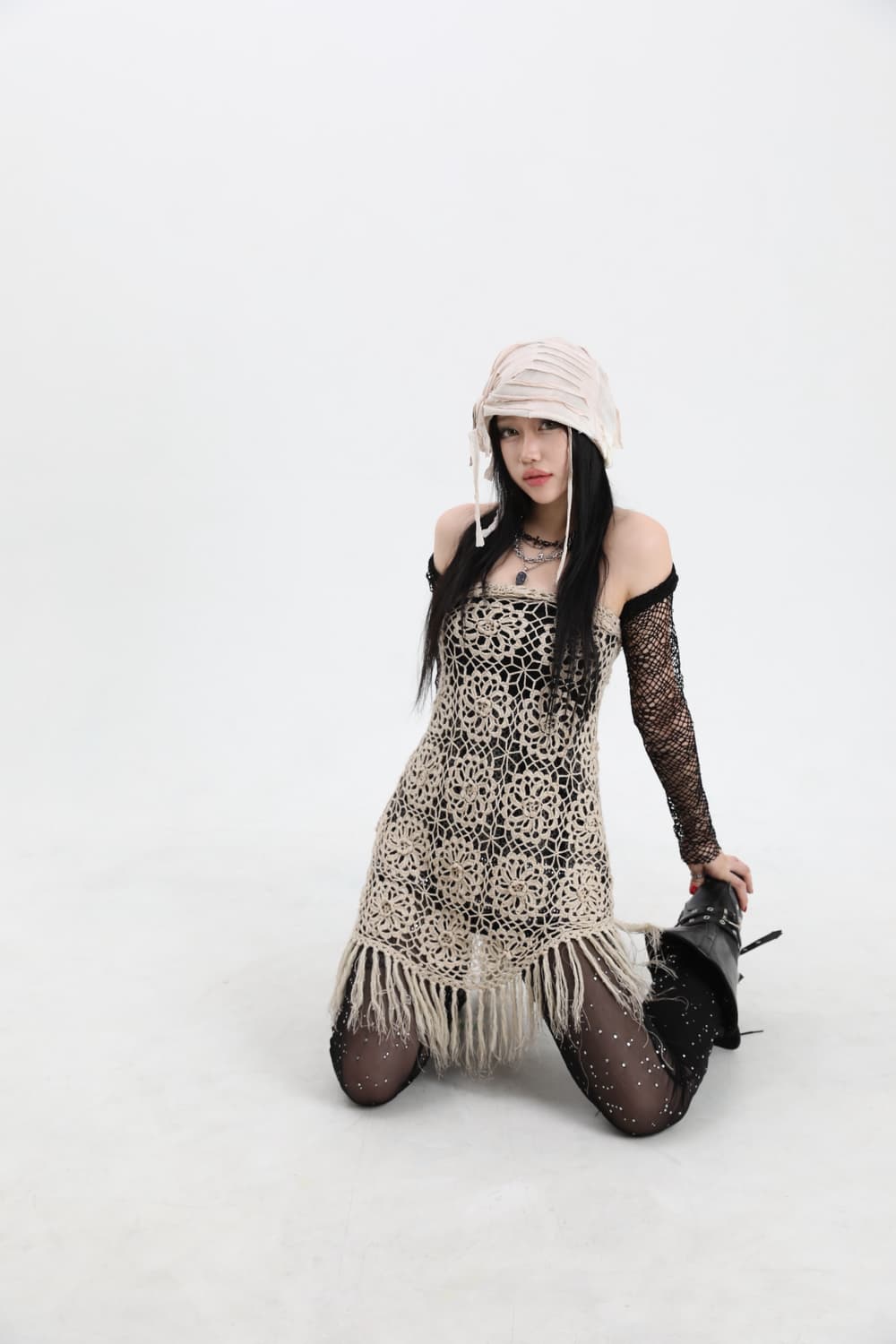 타이다이 그런지 핸드메이드 롱 비니(beige) 상품이미지8