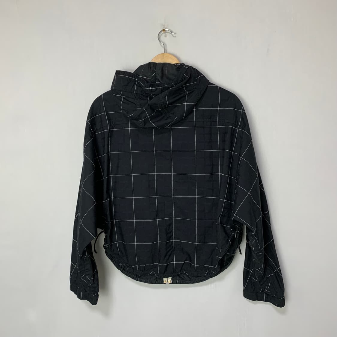아디다스 체크 패턴 후드 바람막이 아노락 집업 블랙 90사이즈 빈티지 상품이미지2