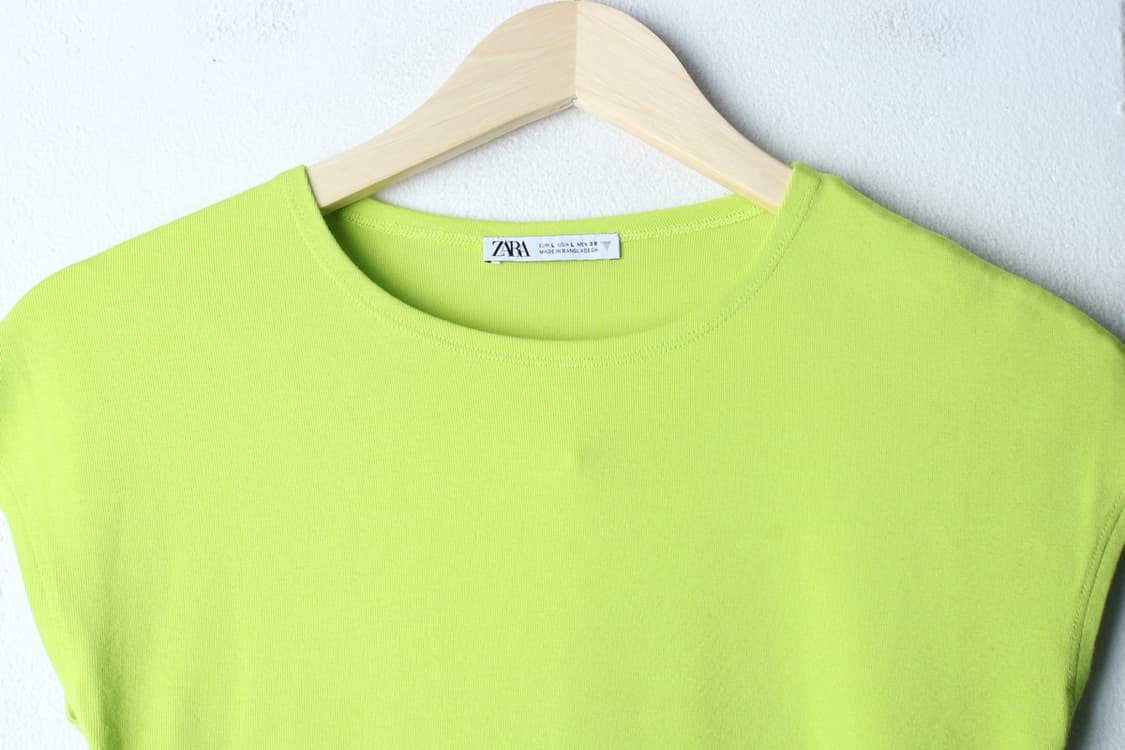 W(L-XL) 자라 반팔 티셔츠 반소매 연그린 크롭 무지-H32481 상품이미지3