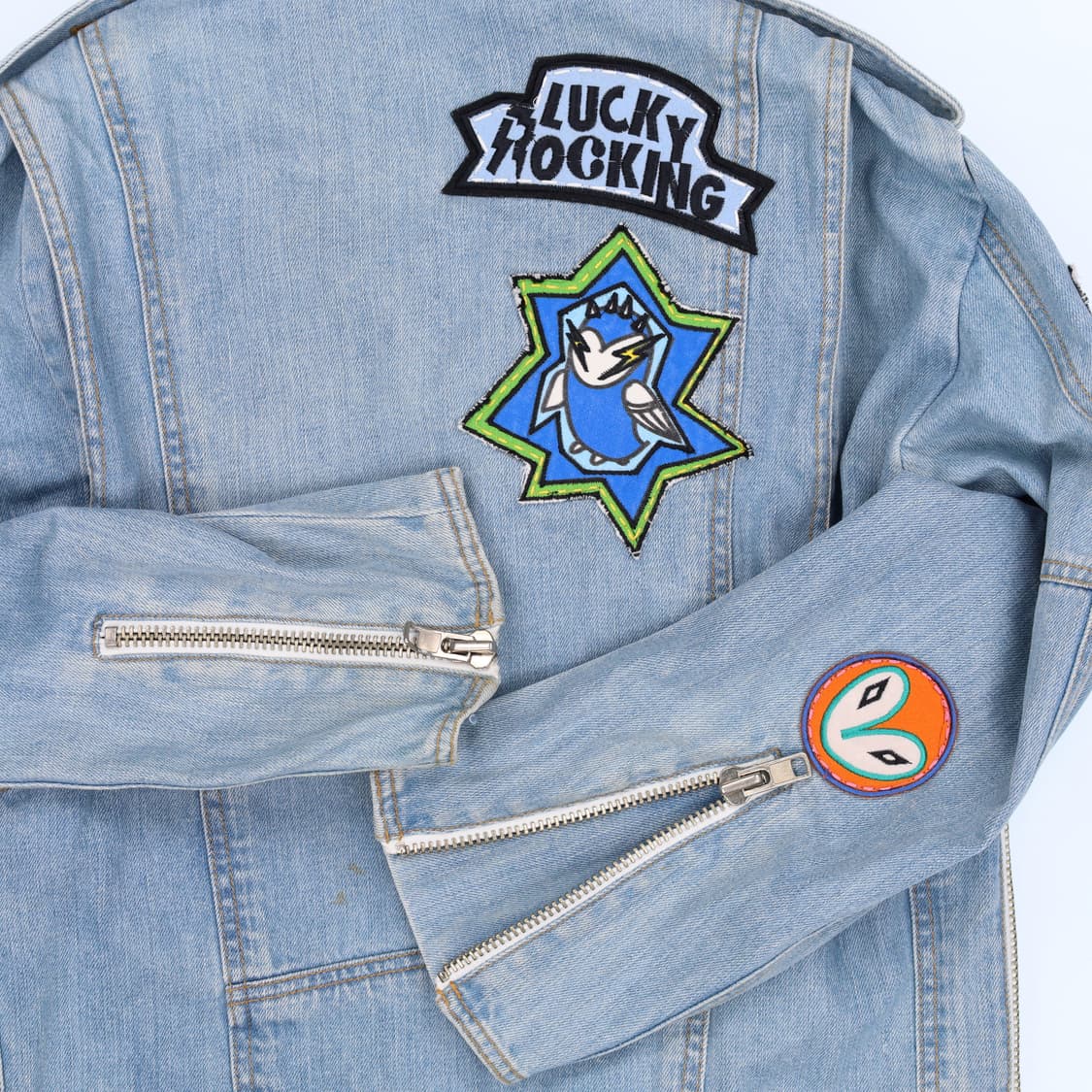 [Free] 럭키슈에뜨 패치로고 데님 라이더 청자켓 N7080 상품이미지3