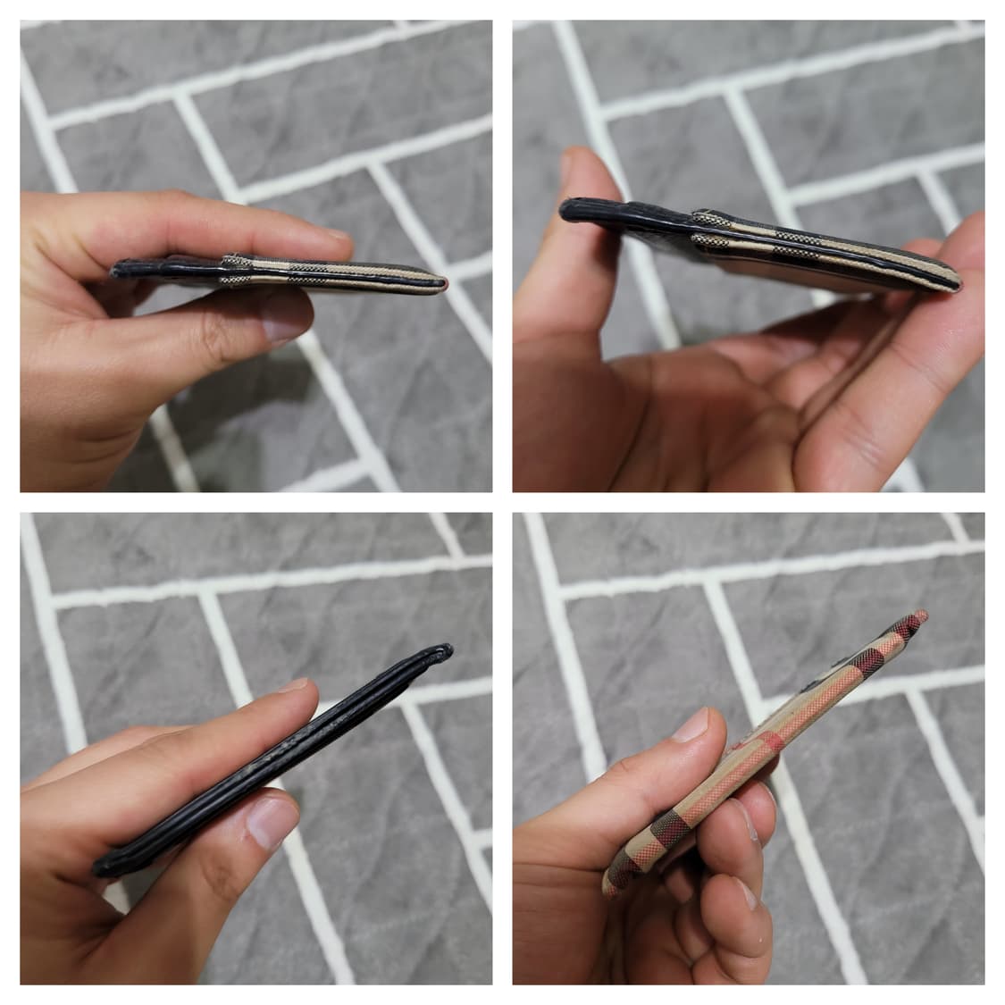 정품 버버리 샌돈 빈티지 체크 레더 카드지갑 상품이미지3