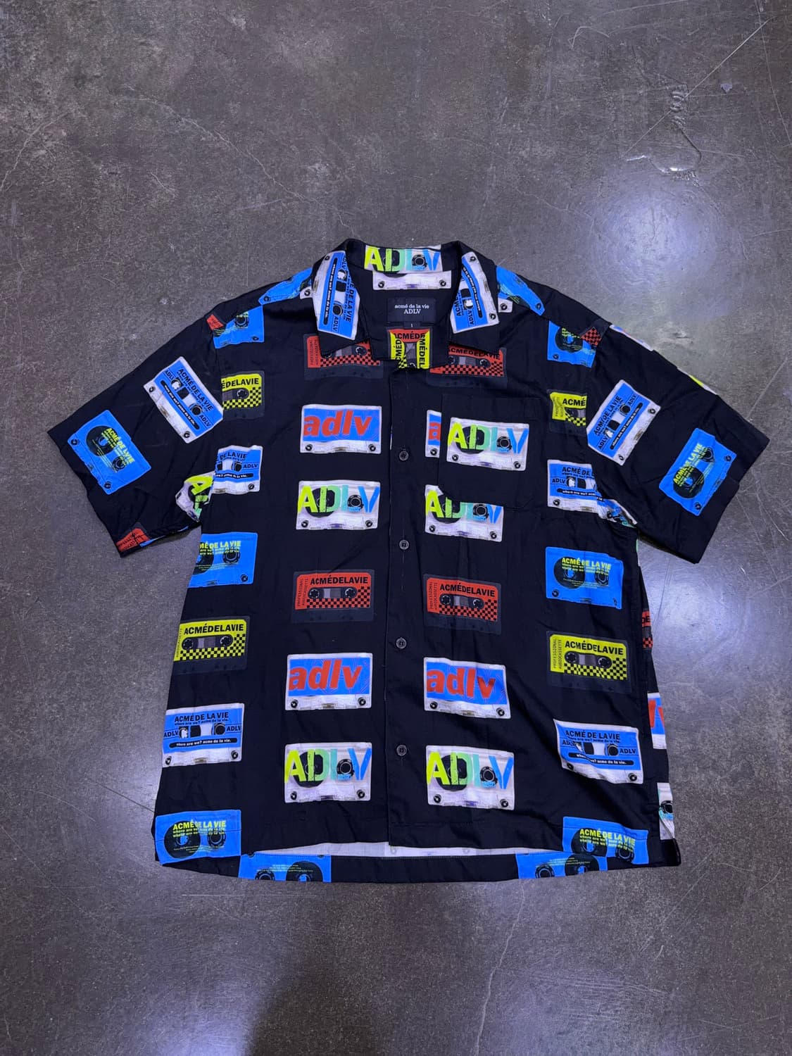 ADLV 아크메드라비 카세트 반팔 오픈 카라넥 셔츠 1사이즈 상품이미지1