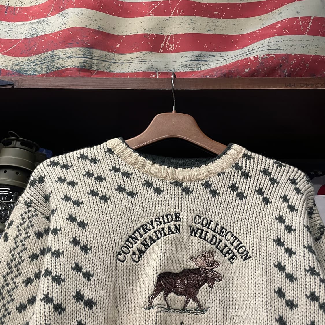 90s 캐나다 툰드라 헤비 울 순록 패턴 크롭 니트 스웨터 N206 상품이미지3
