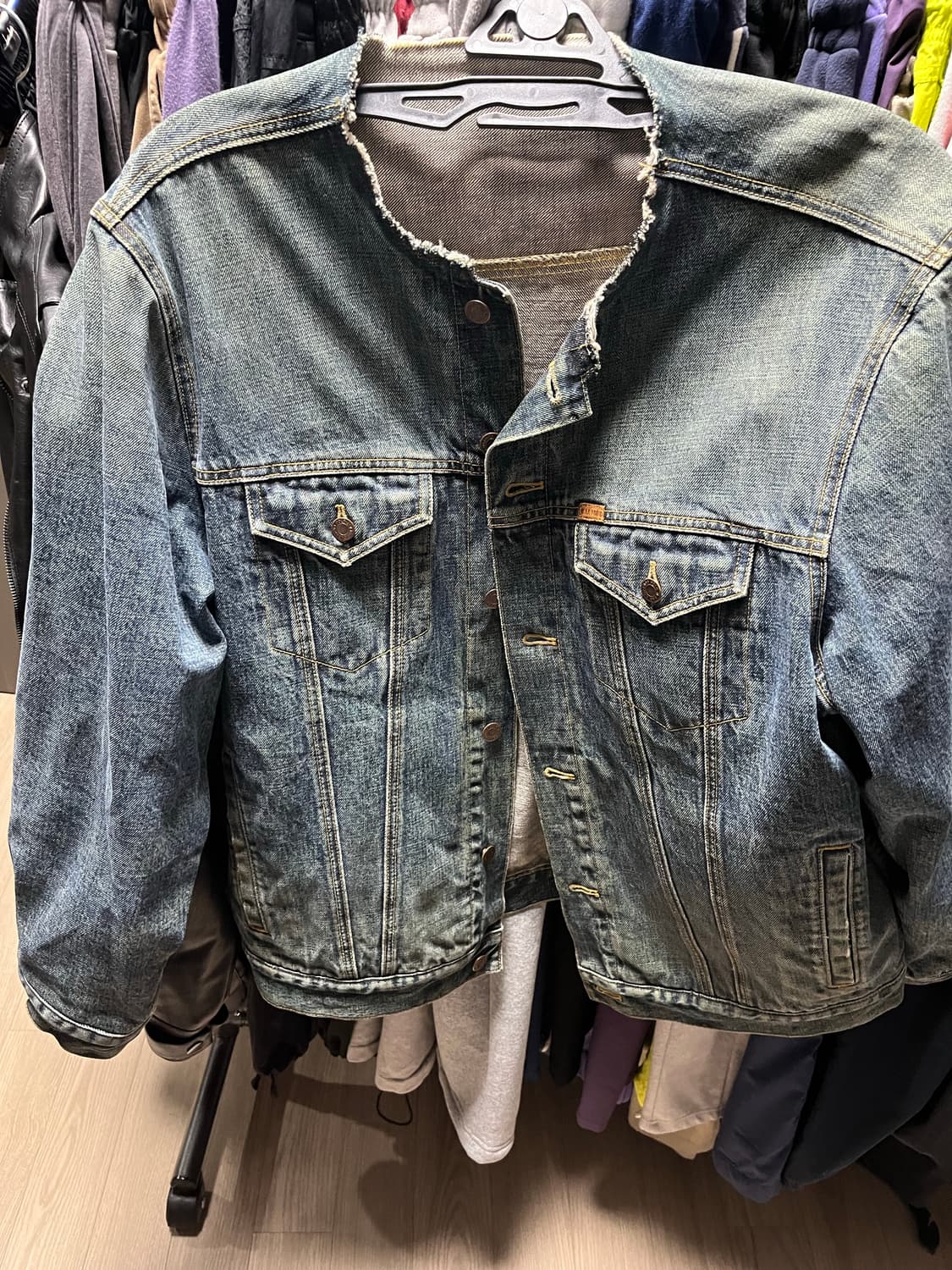 폴로 데님자켓 (카라 제거 커스텀 / 빈티지 워싱) 상품이미지1