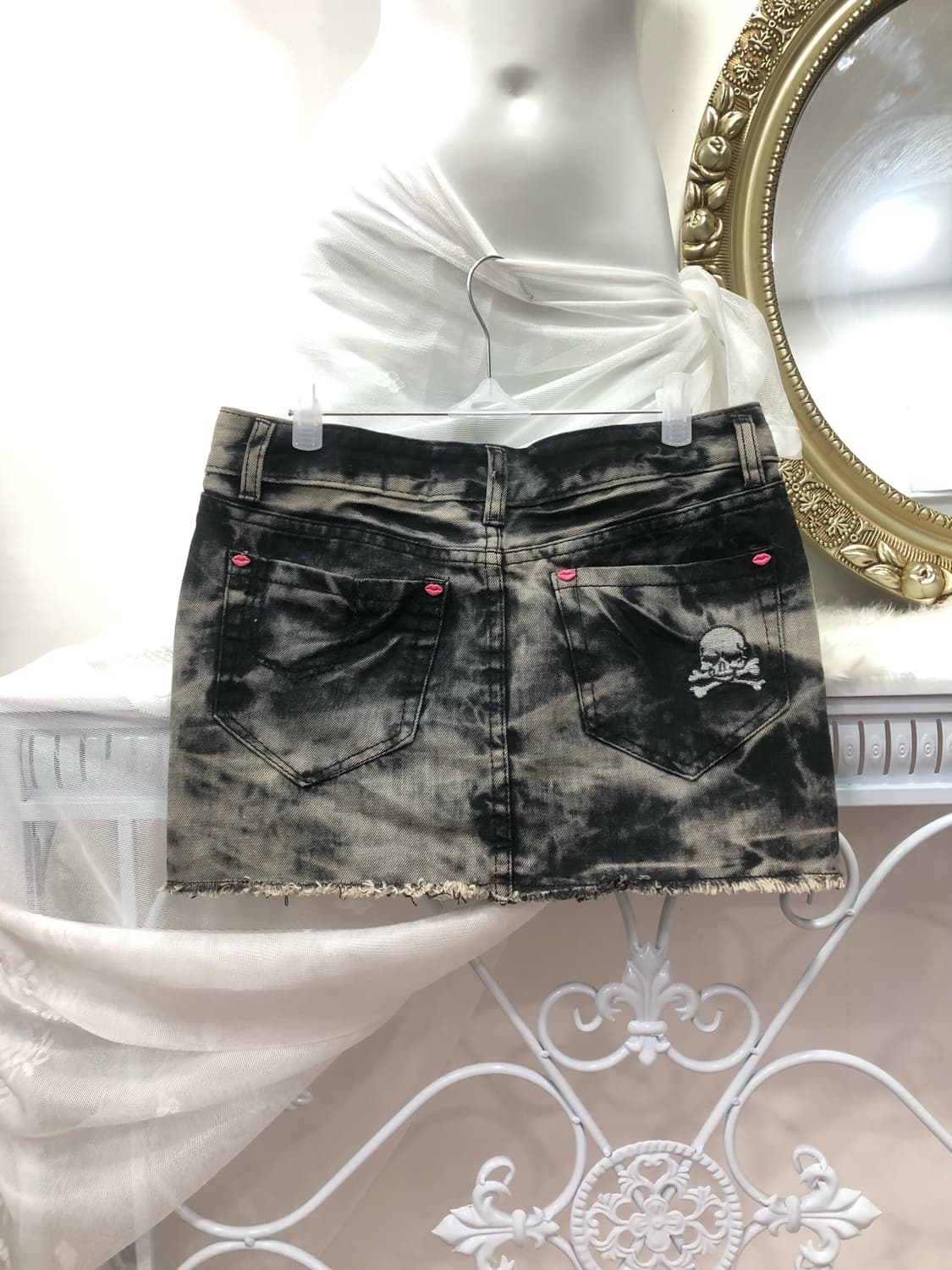 lip&skull point washed mini skirt💋 상품이미지2
