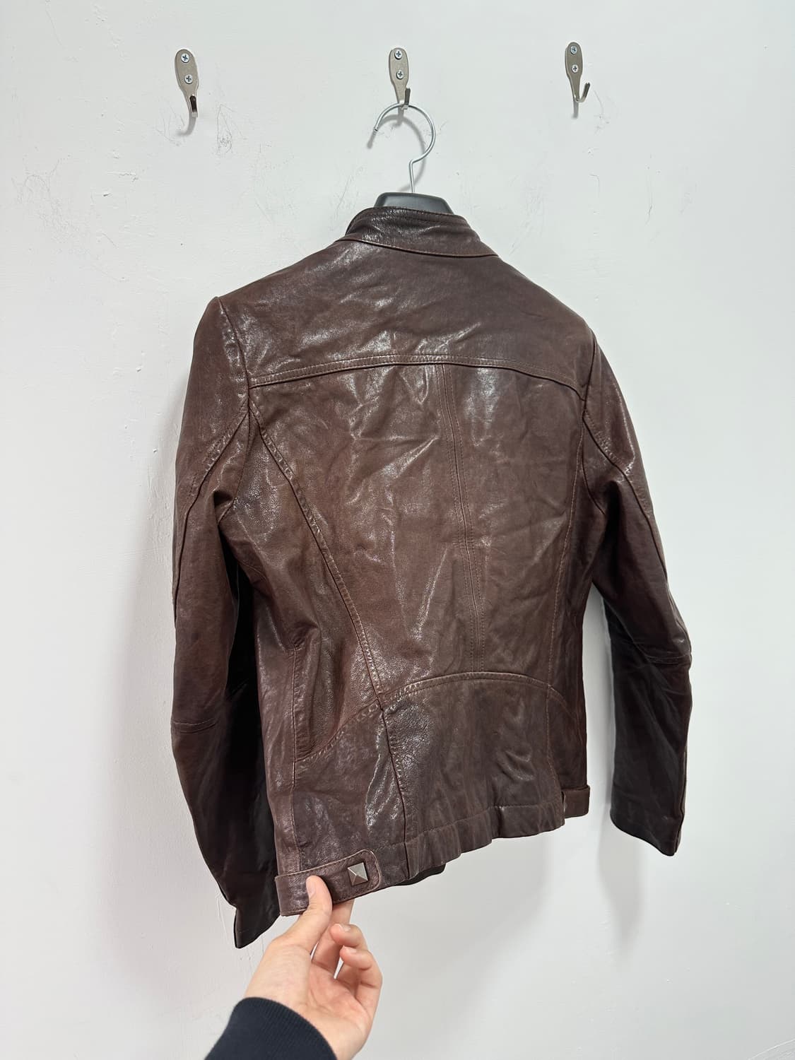 Lambs leather silver stud button jacket 상품이미지6