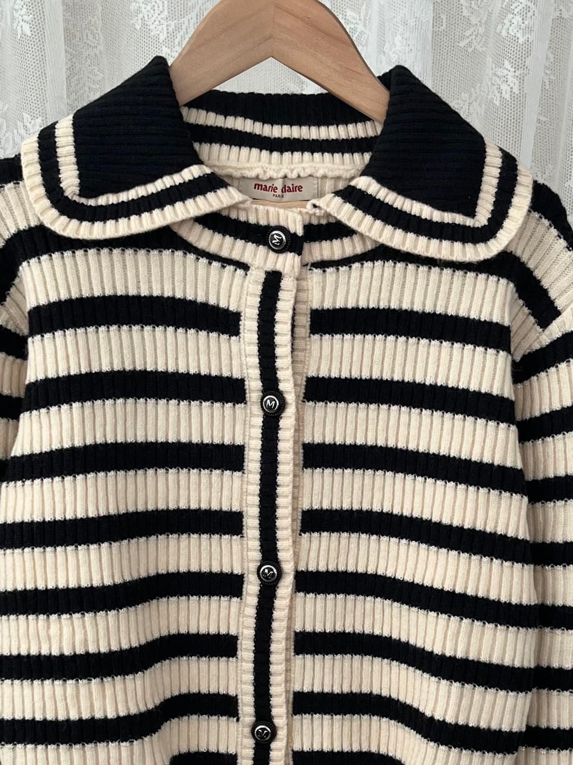 F) 마리끌레르 와이드 카라 스트라이프 가디건 상품이미지3