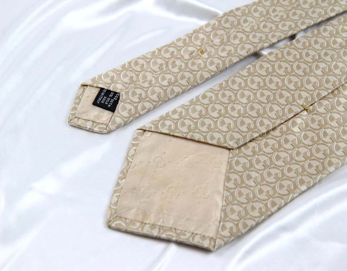 구찌 9.3cm A등급 G로고 베이지 남자 명품 넥타이 상품이미지4