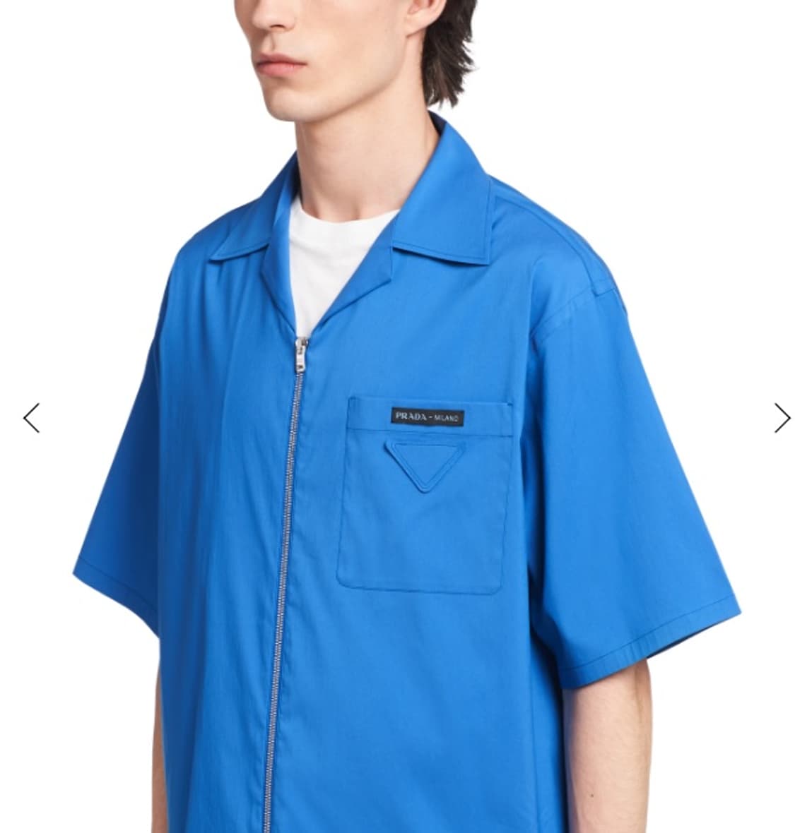 (A+/XXL) / 프라다 스트레치 코튼 볼링 셔츠 블루 상품이미지9