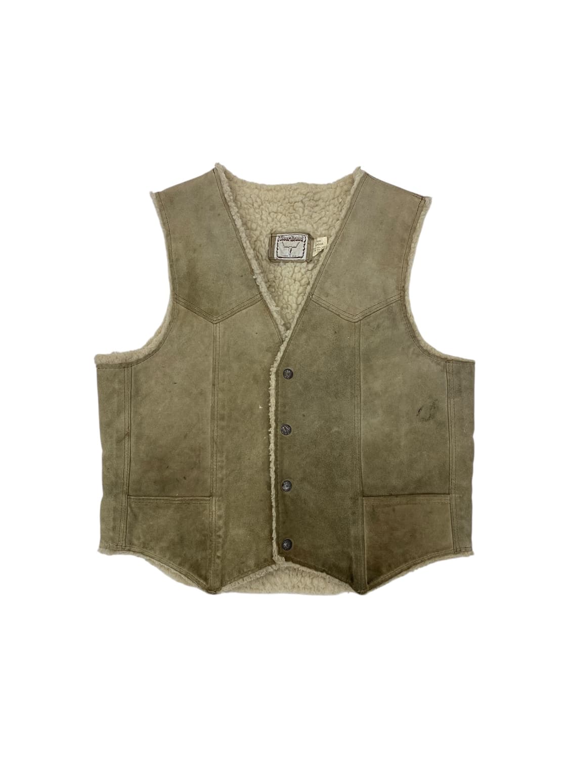 7-80's Steer 브랜드 스웨이드 쉐르파 안감 베스트 상품이미지1