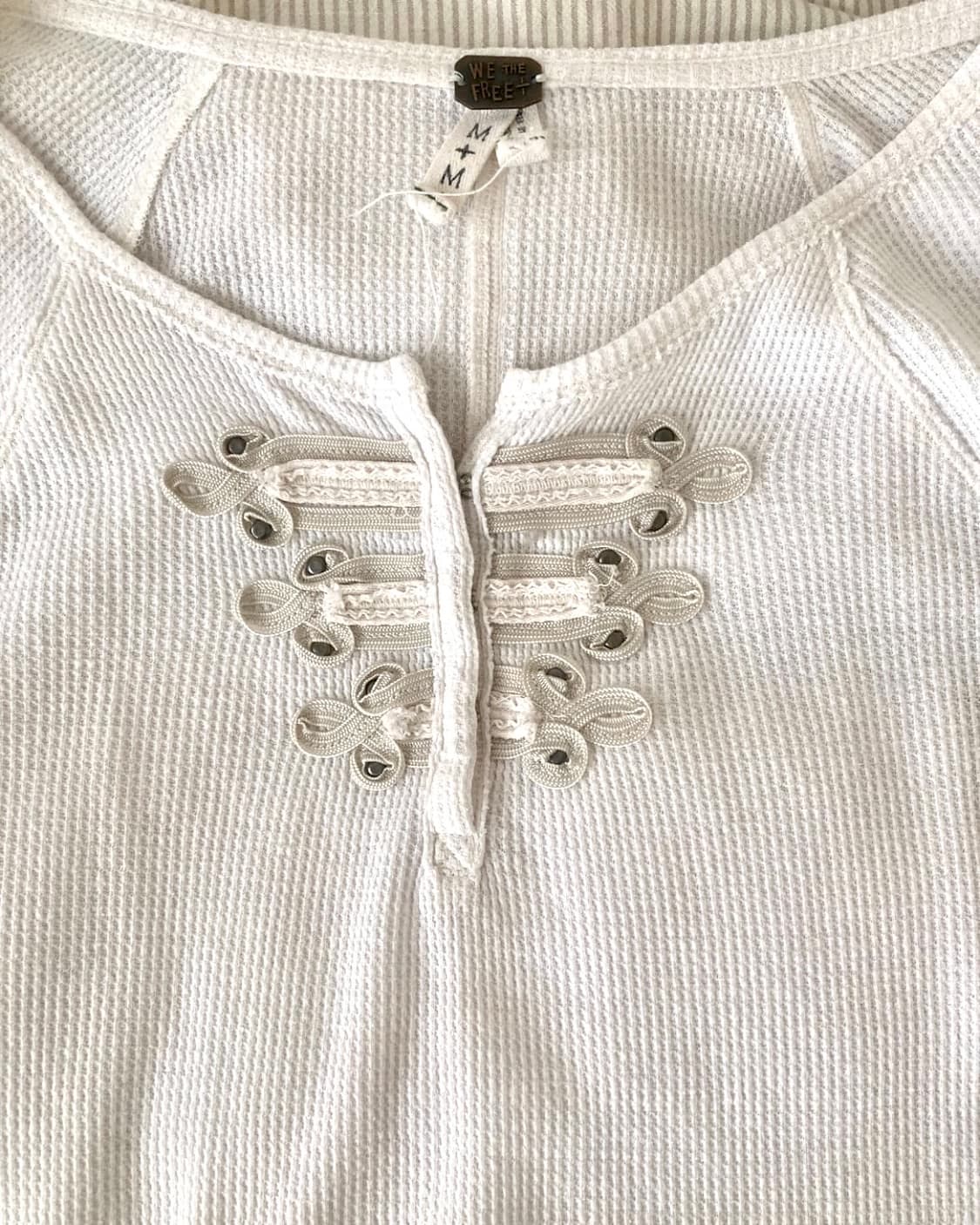 Free People 화이트 와플 나폴레옹 롱슬리브 상품이미지3