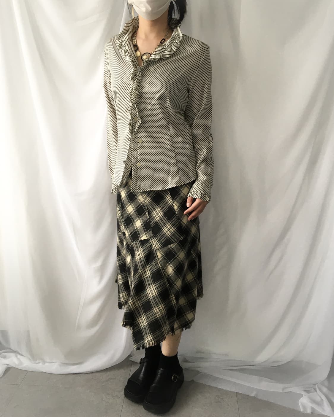 Frill stripe pattern shirt 상품이미지5