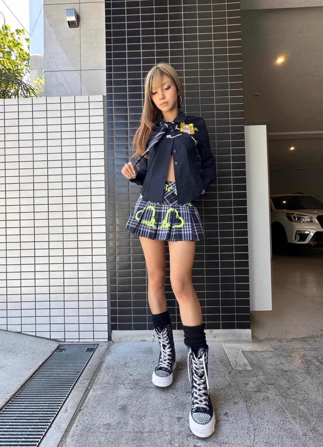 Srrybabe 체크 플리츠 스커트 팬츠 상품이미지2